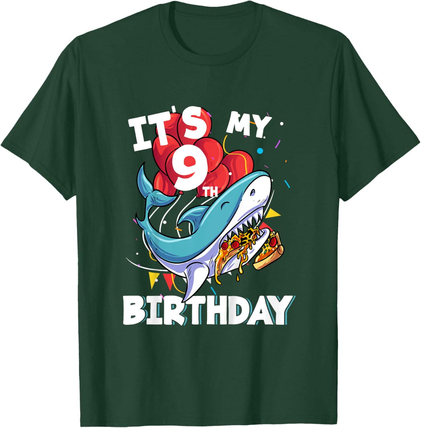 Kids It's my 9th Birthday 9 Year Old Shark Birthday T-Shirt - T-Shirt | Forest
