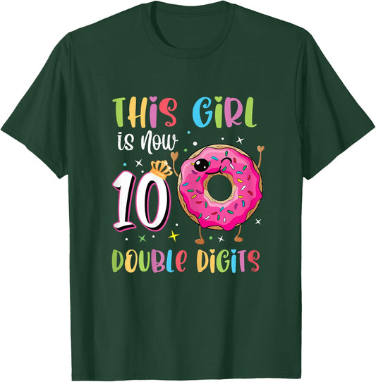 This Girl Is Now 10 Double Digits 10th birthday Donut T-Shirt - T-Shirt | Forest