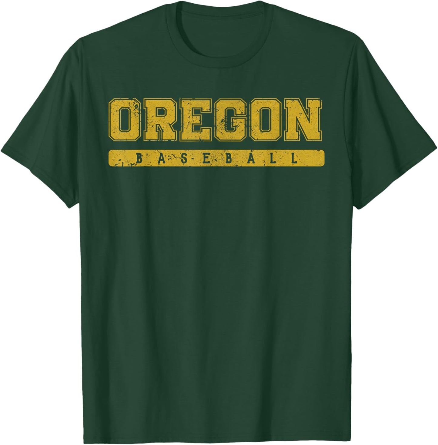Oregon Baseball Yellow Vintage Text T-Shirt - T-Shirt | Forest