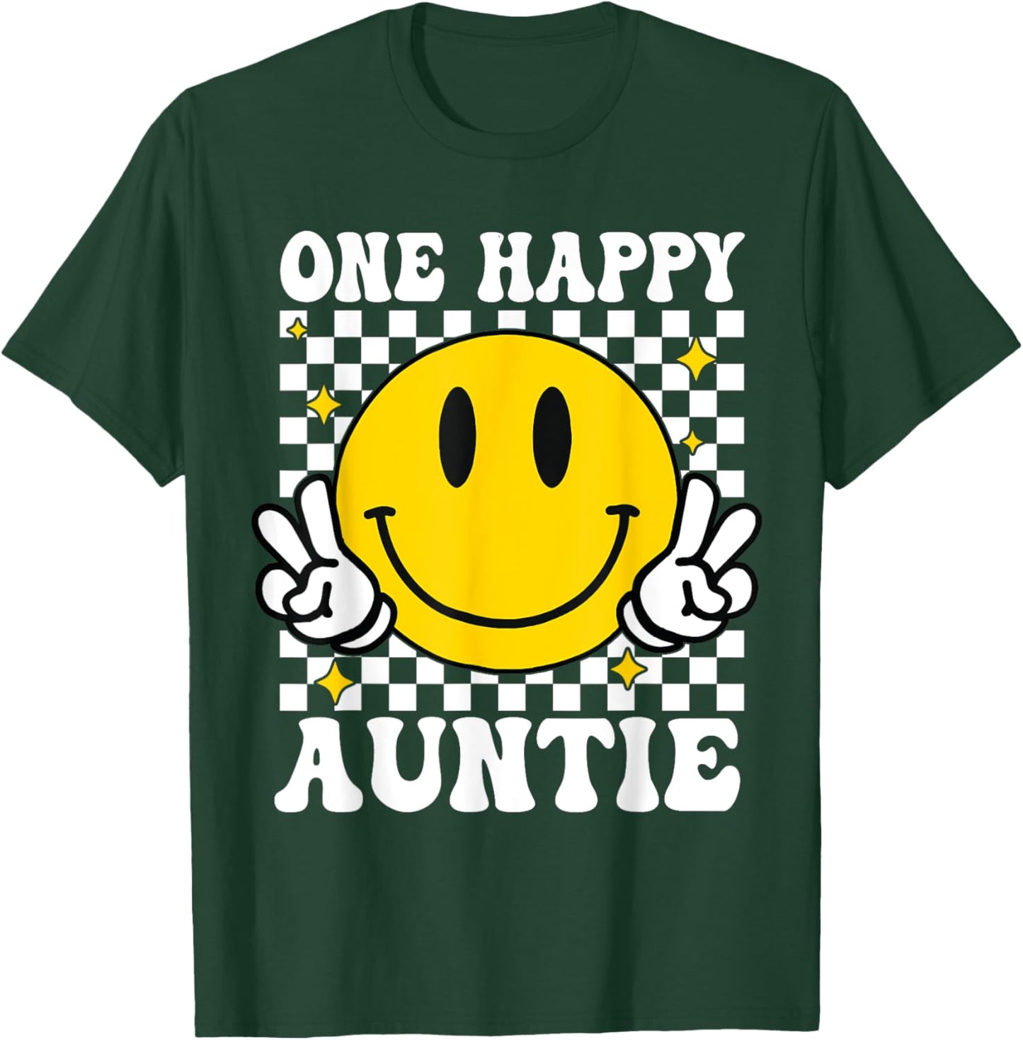 One Happy Dude Auntie happy face 1st Birthday Family T-Shirt - T-Shirt | Forest