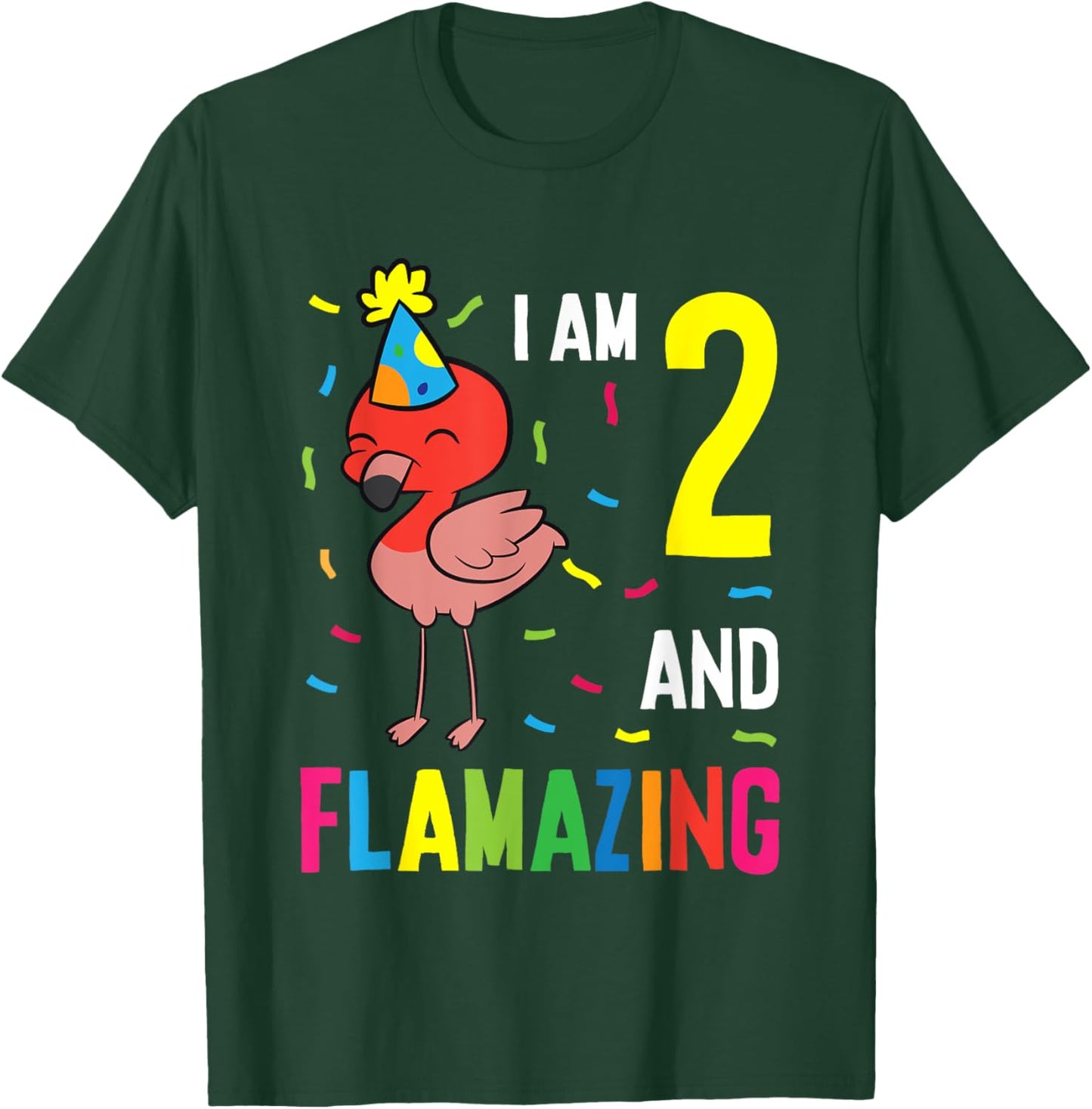 Flamingo 2nd Birthday I Am 2 And Flamazing T-Shirt - T-Shirt | Forest