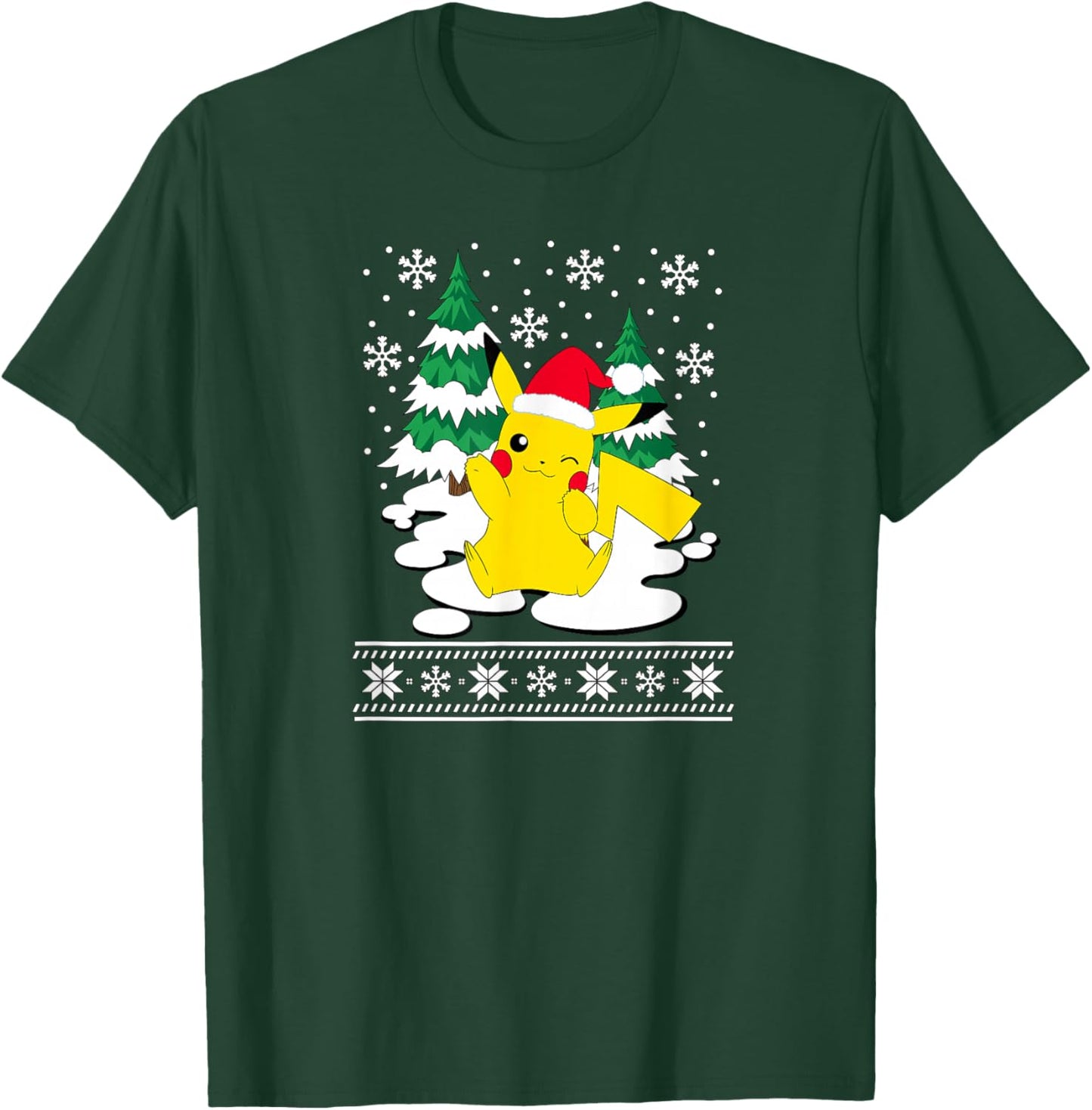 Pokémon - Pikachu Christmas Snowy Pattern T-Shirt - T-Shirt | Forest