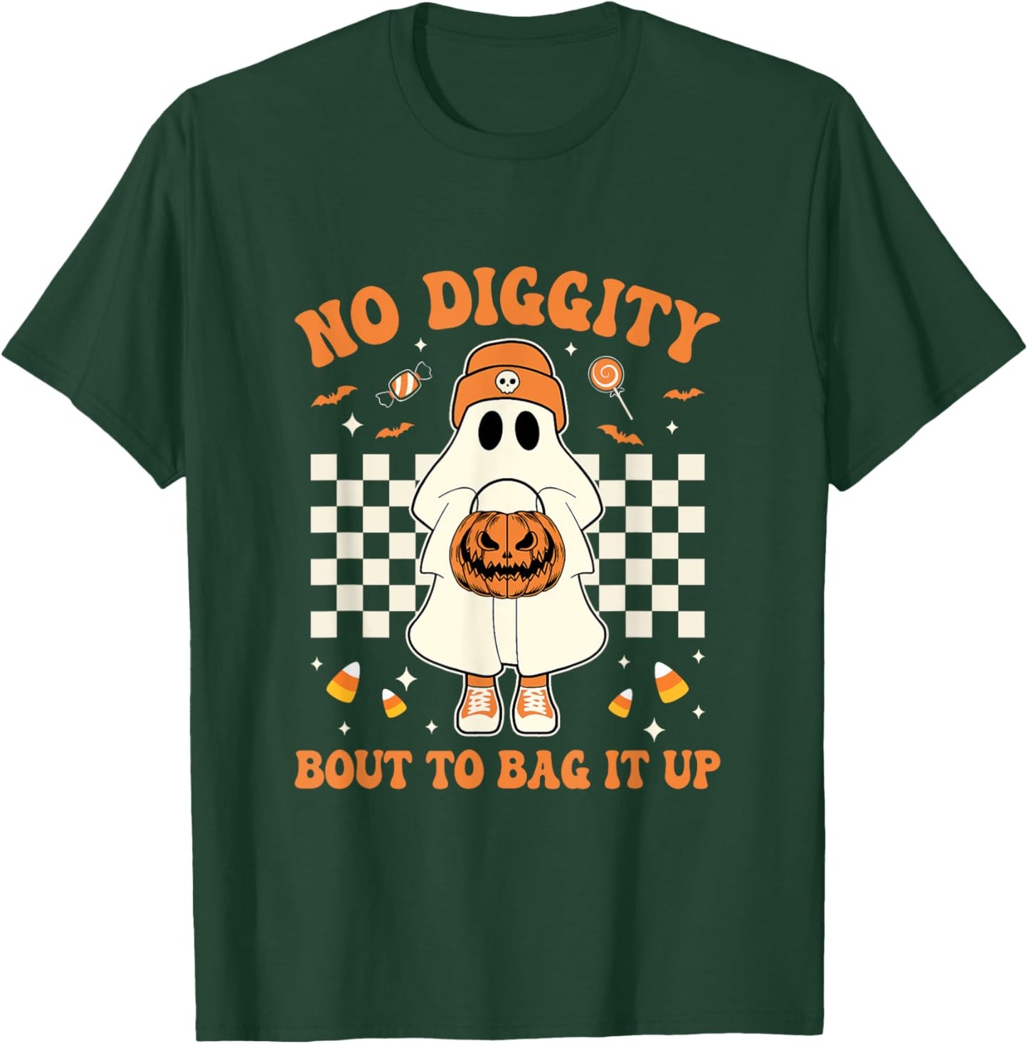 Halloween Ghost No Diggity Bout To Bag It Up Kids T-Shirt - T-Shirt | Forest