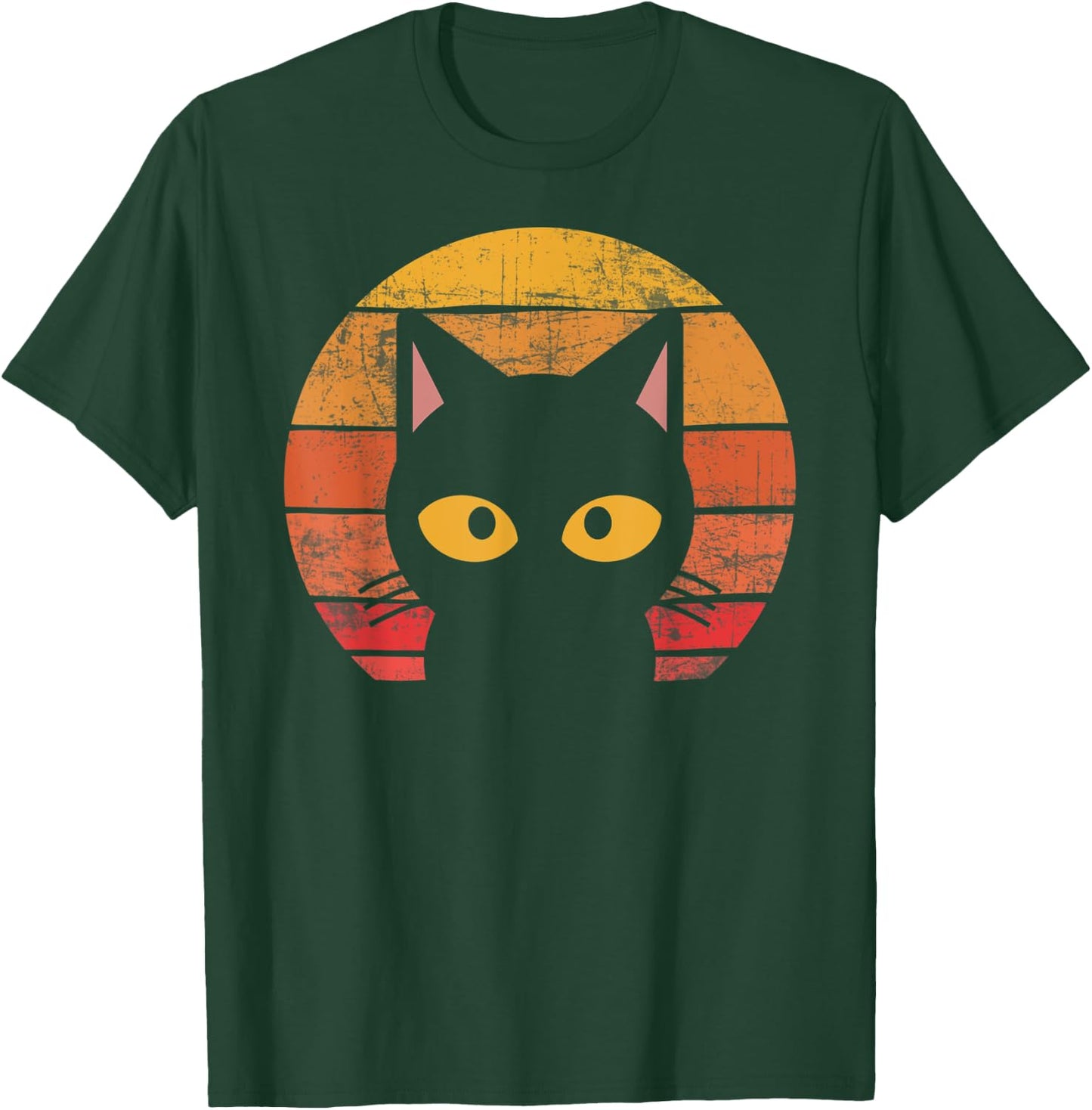 Vintage Eighties Style Cat Shirt - Retro Distressed Design T-Shirt - T-Shirt | Forest