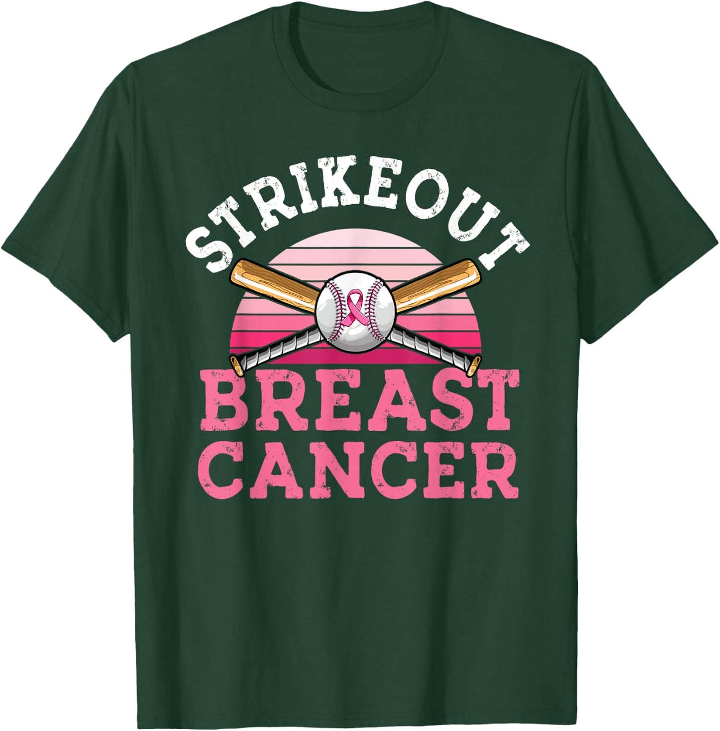 Strike out Breast Cancer Baseball Breast Cancer Awareness T-Shirt - T-Shirt | Forest