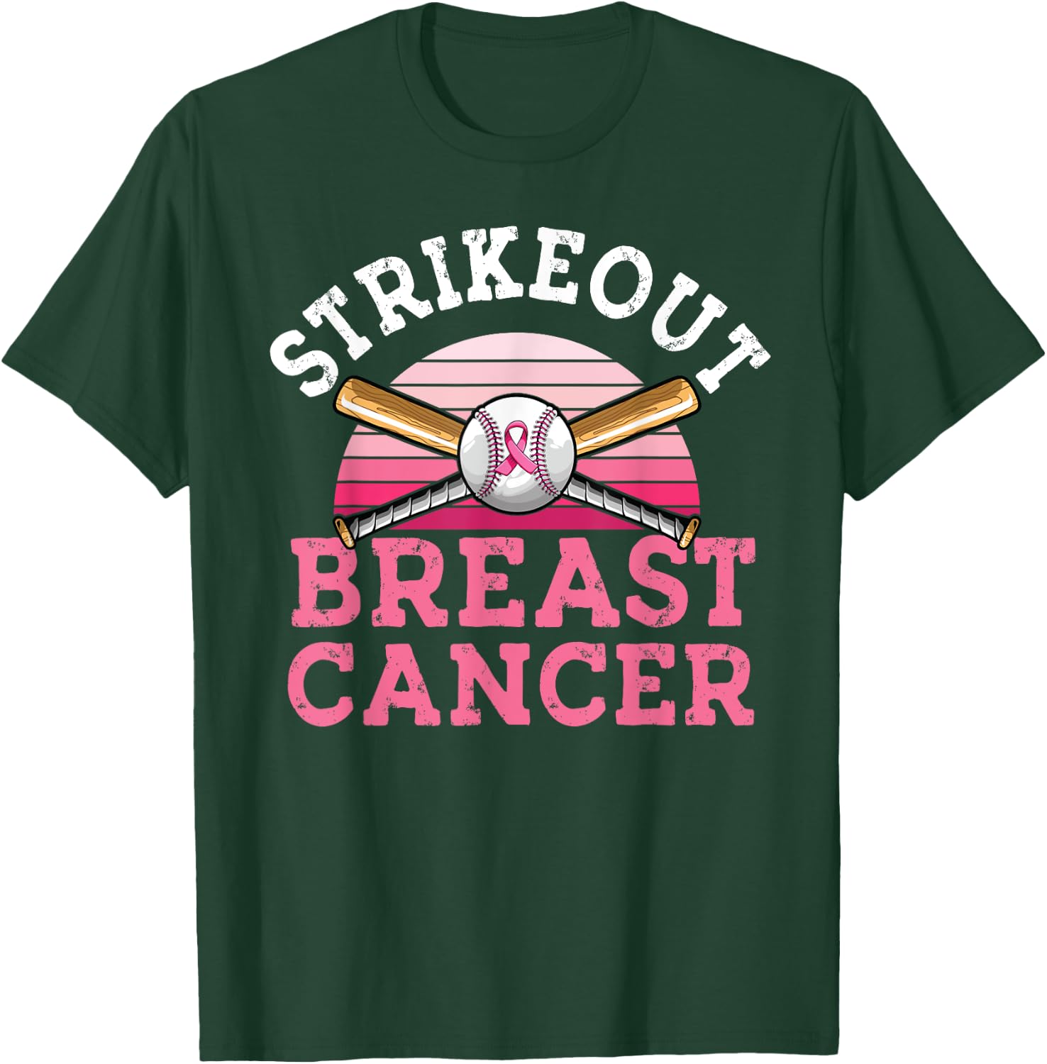 Strike out Breast Cancer Baseball Breast Cancer Awareness T-Shirt - T-Shirt | Forest