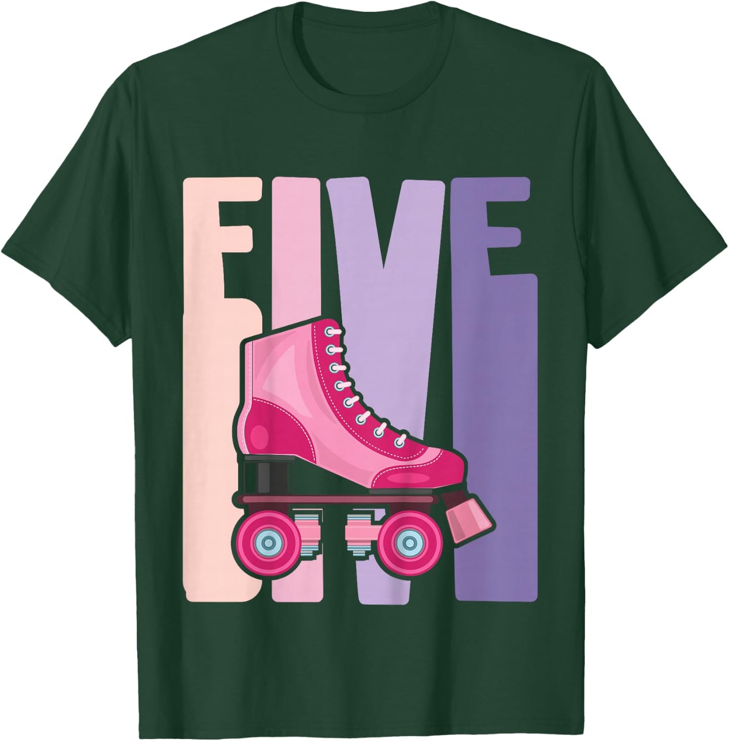 5 Year Old Cute Roller Skating Birthday Girl 5th B-day T-Shirt - T-Shirt | Forest