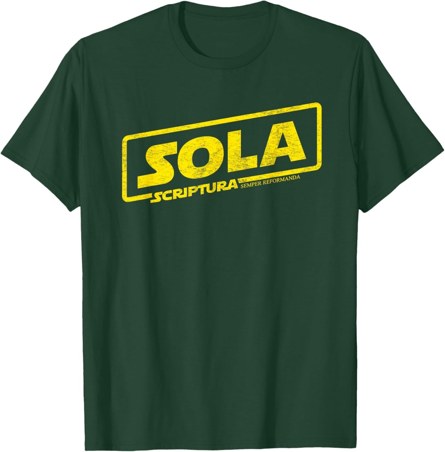 Reformation Sola Scriptura Theology Distressed Graphic T-Shirt - T-Shirt | Forest