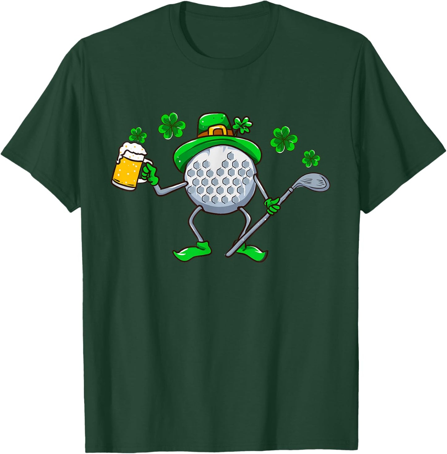 St Patricks Day Golf Golfing Irish Golfer Beer Humor Men Dad T-Shirt - T-Shirt | Forest