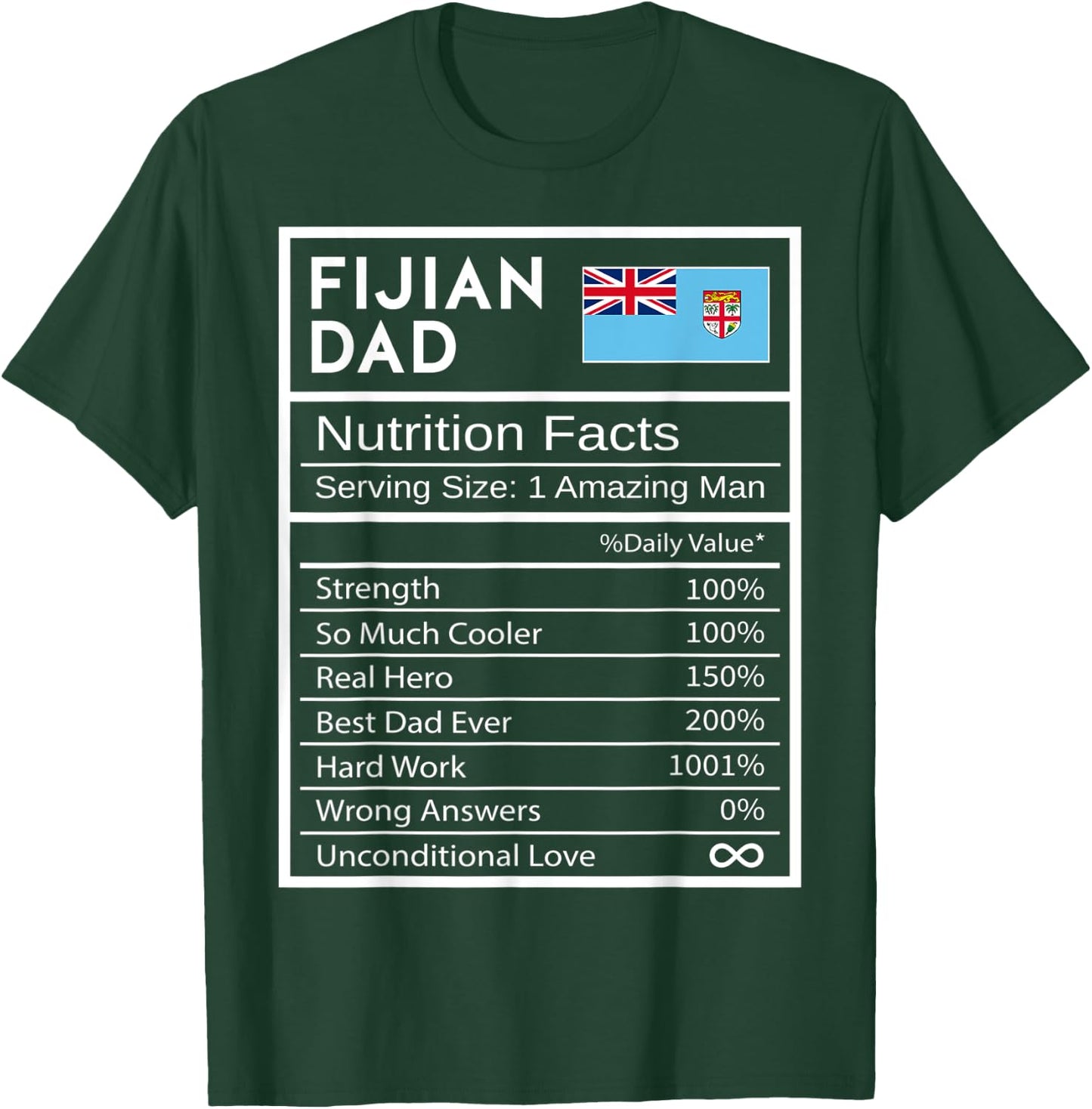 Fijian Dad Nutrition Facts National Pride Gift Dad T-Shirt - T-Shirt | Forest