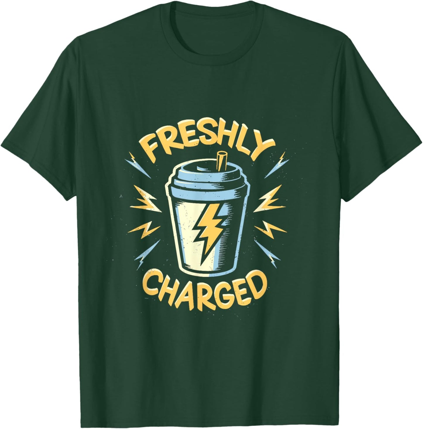 Freshly Charged awake coffee caffeine energised buzz T-Shirt - T-Shirt | Forest