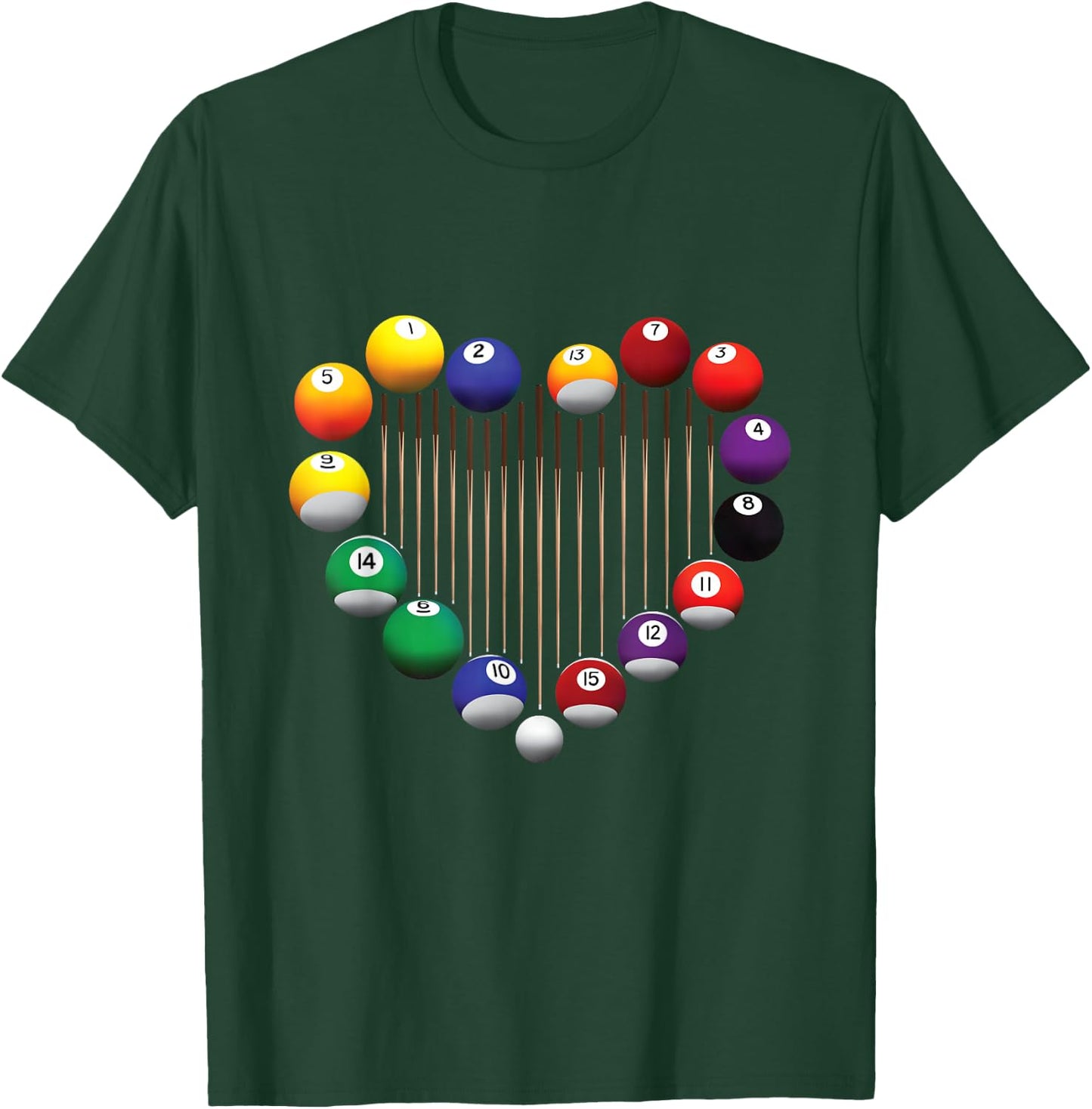 Billiard Pool Billiard Ball Billiard Player Lover Heart Men Small T-Shirt - T-Shirt | Forest