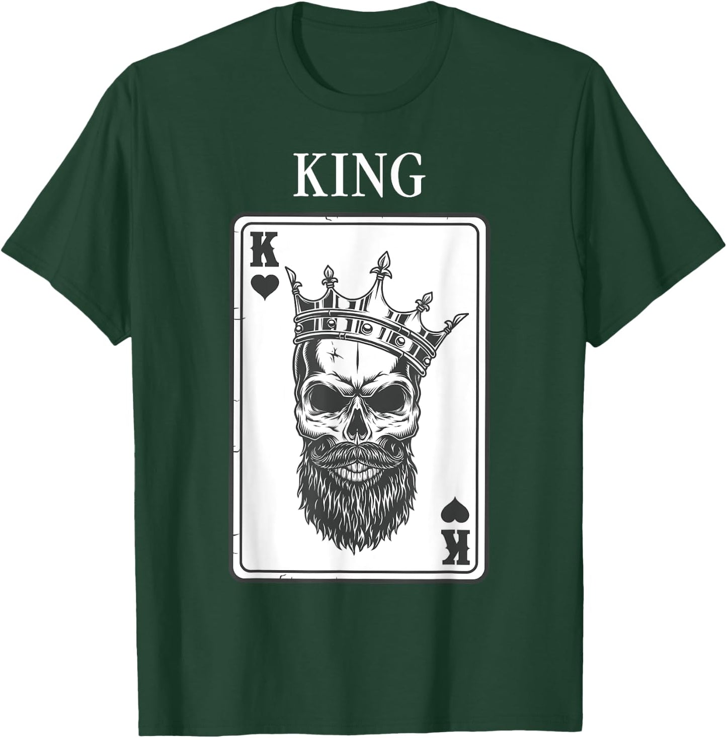 King And Queen Skull - 1/2 Card Hearts Flush Couple Matching T-Shirt - T-Shirt | Forest