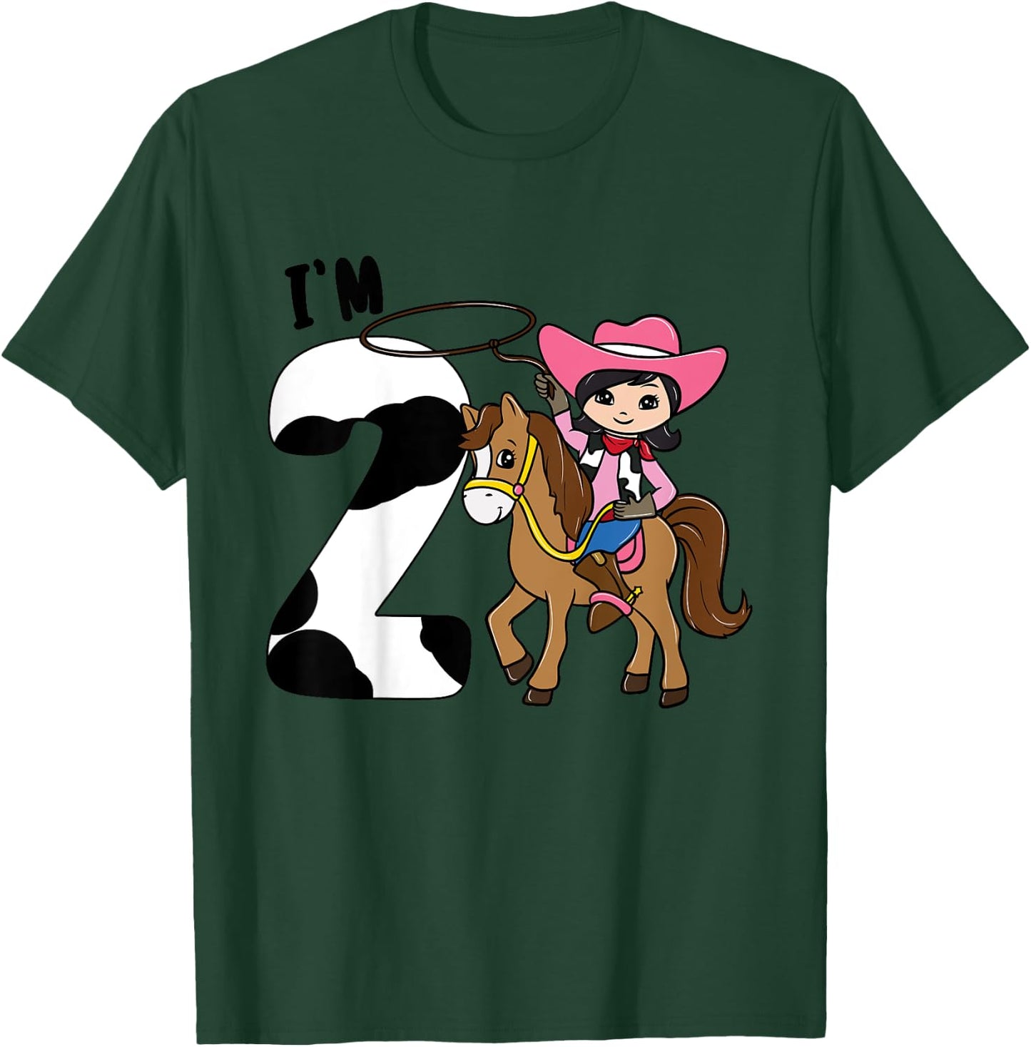 I'm 2 - Cute Horse Riding Cowgirl 2nd Birthday Girls T-Shirt - T-Shirt | Forest