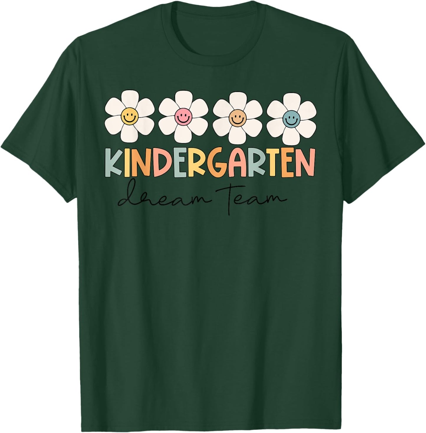Kindergarten Dream Team Retro Back To School Teacher Student Women Girls Kids T-Shirt - T-Shirt | Forest