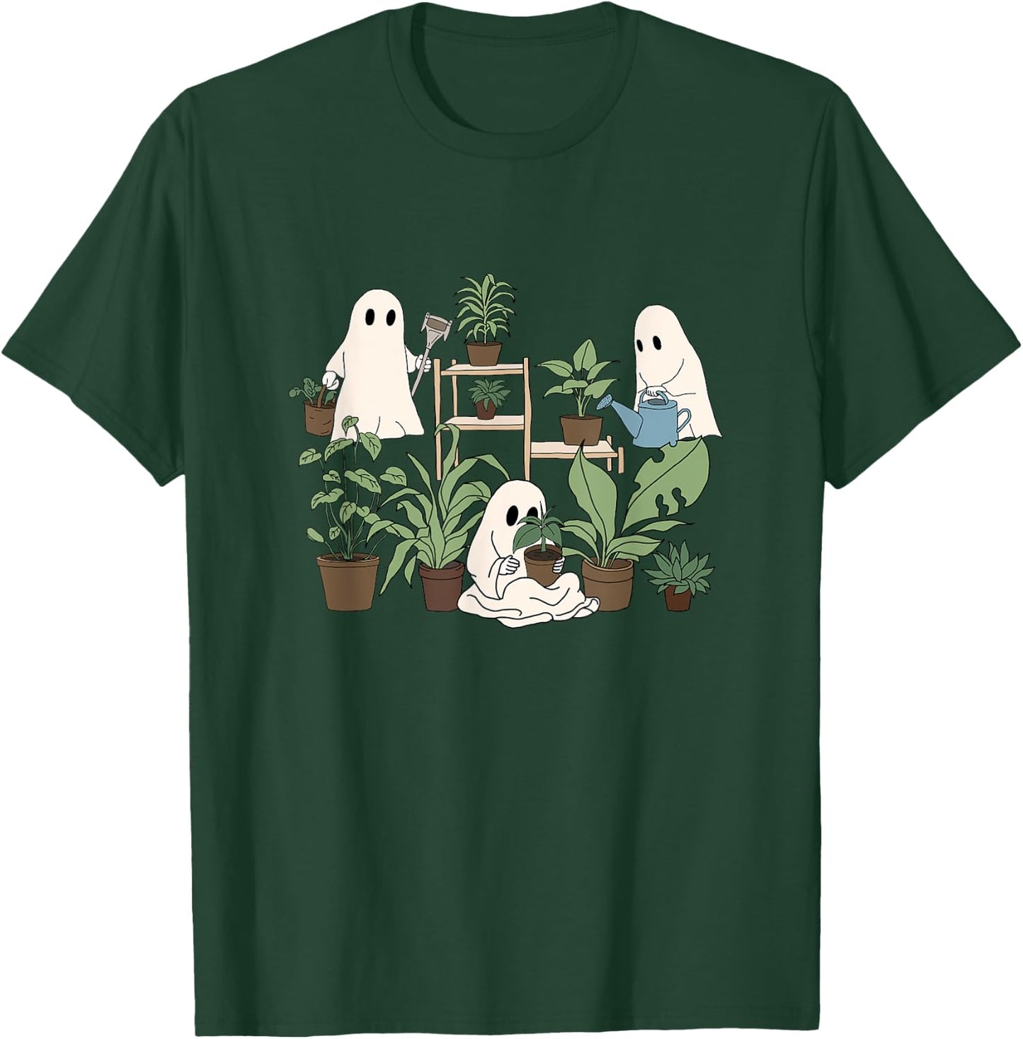 Cute Ghost Plant Lady Halloween Spooky Gardener Gift T-Shirt - T-Shirt | Forest