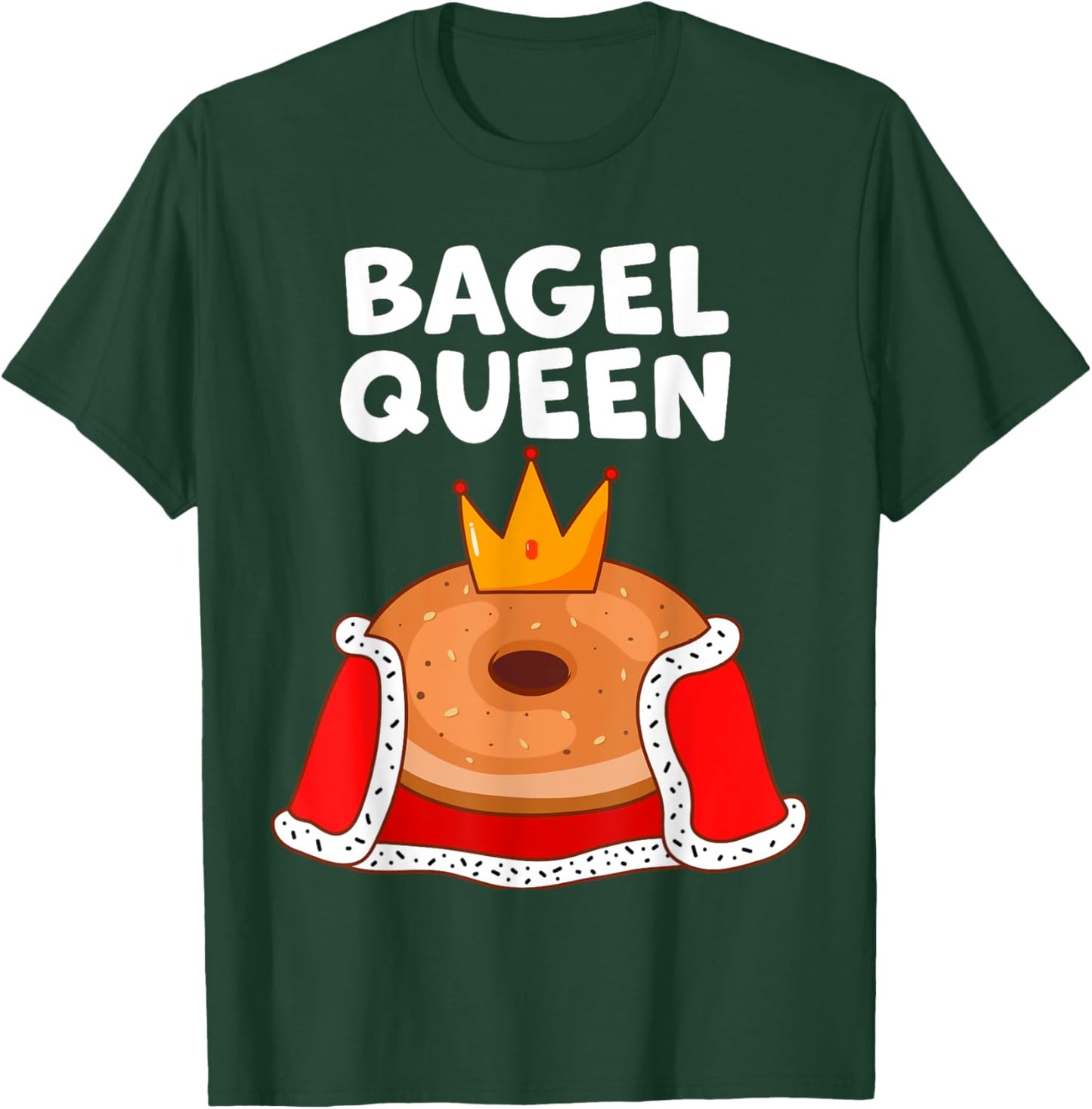 Bagel queen in cute funny cartoon for bagel lover matching T-Shirt - T-Shirt | Forest