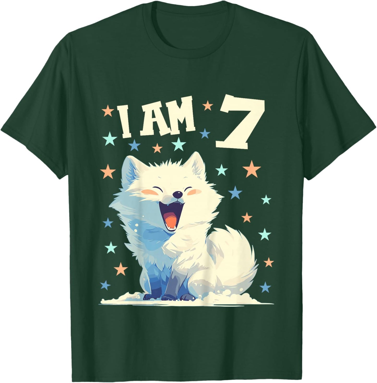 7 Years old 7 birthday Arctic Foxes Boy Girl Arctic Fox T-Shirt - T-Shirt | Forest