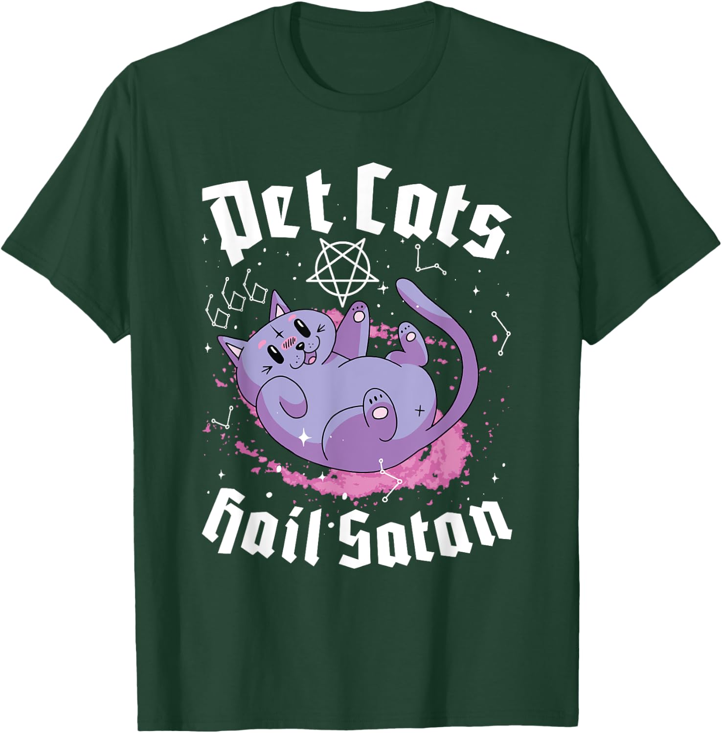 Pet Cats Hail Satan Kawaii Satanic Cat Astrology Witchcraft T-Shirt - T-Shirt | Forest