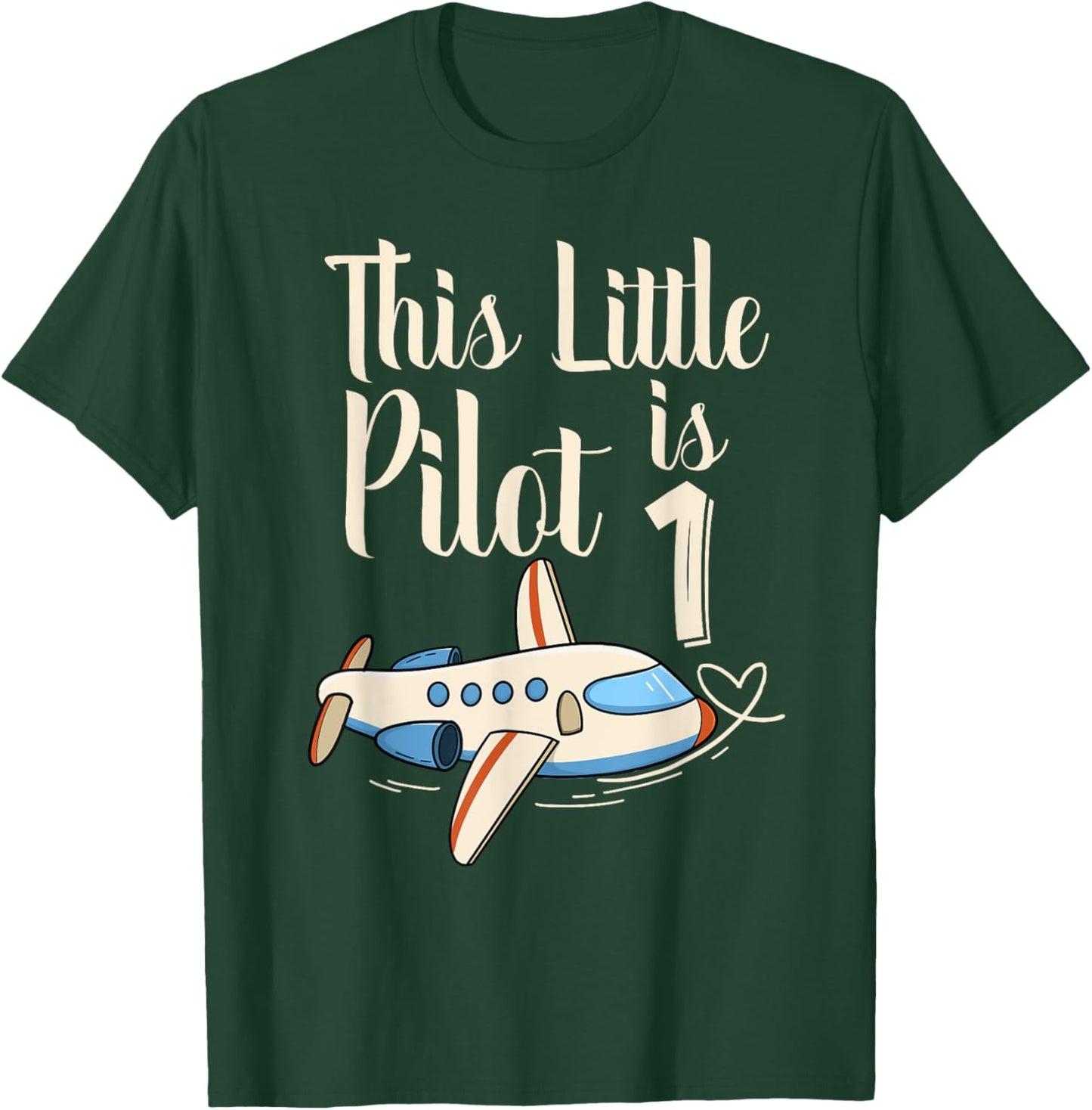 Kids 1 Year Old Boy Girl Airplane Pilot 1st Birthday Party T-Shirt - T-Shirt | Forest