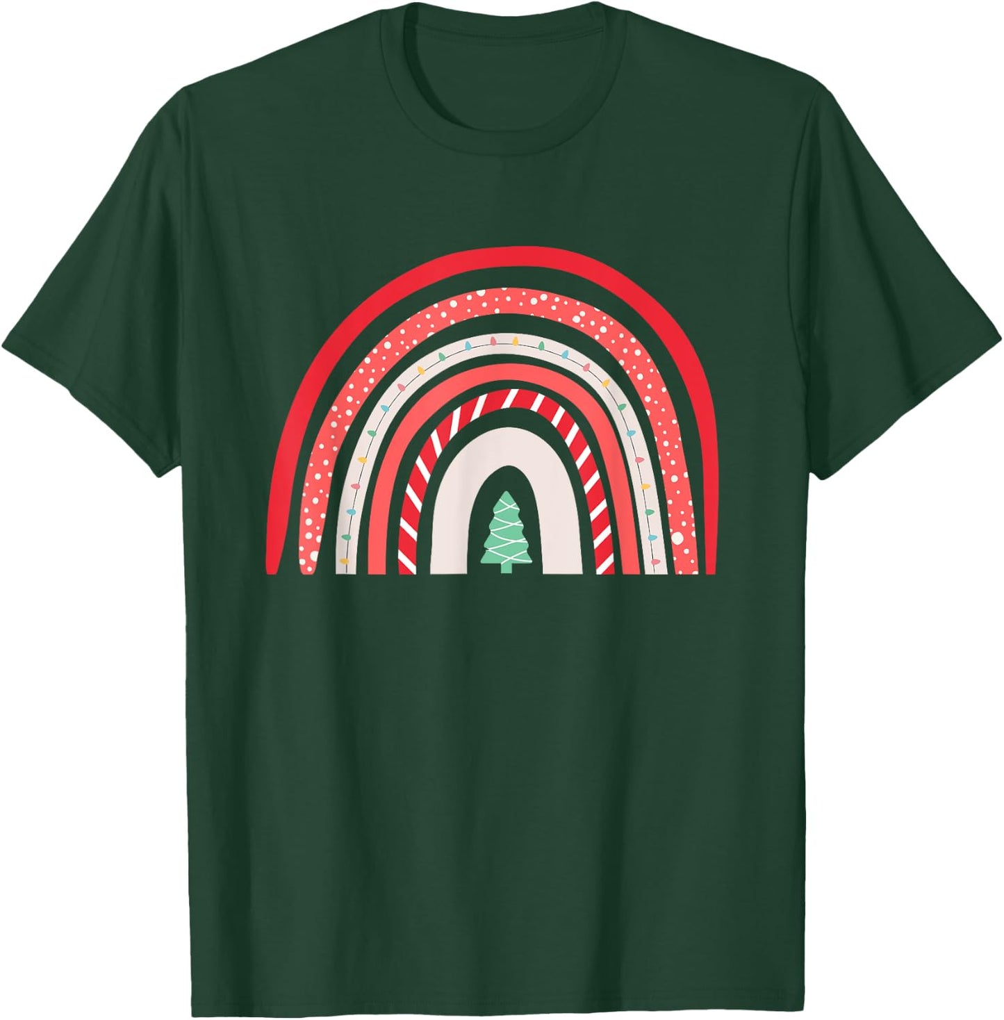 Boho Christmas Rainbow Holiday Gift Teacher Family Women Kids T-Shirt - T-Shirt | Forest