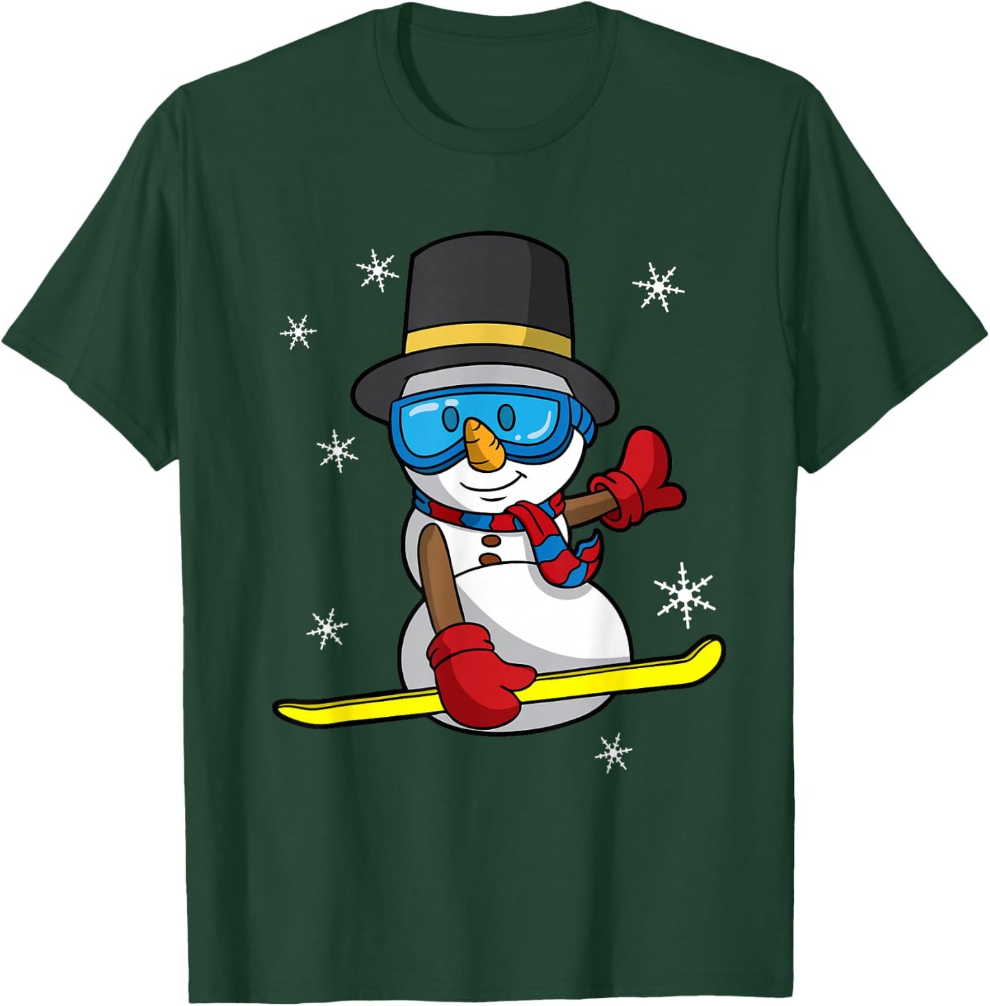 Christmas Snowboarding Snowman Snowboarder Snowboard T-Shirt - T-Shirt | Forest
