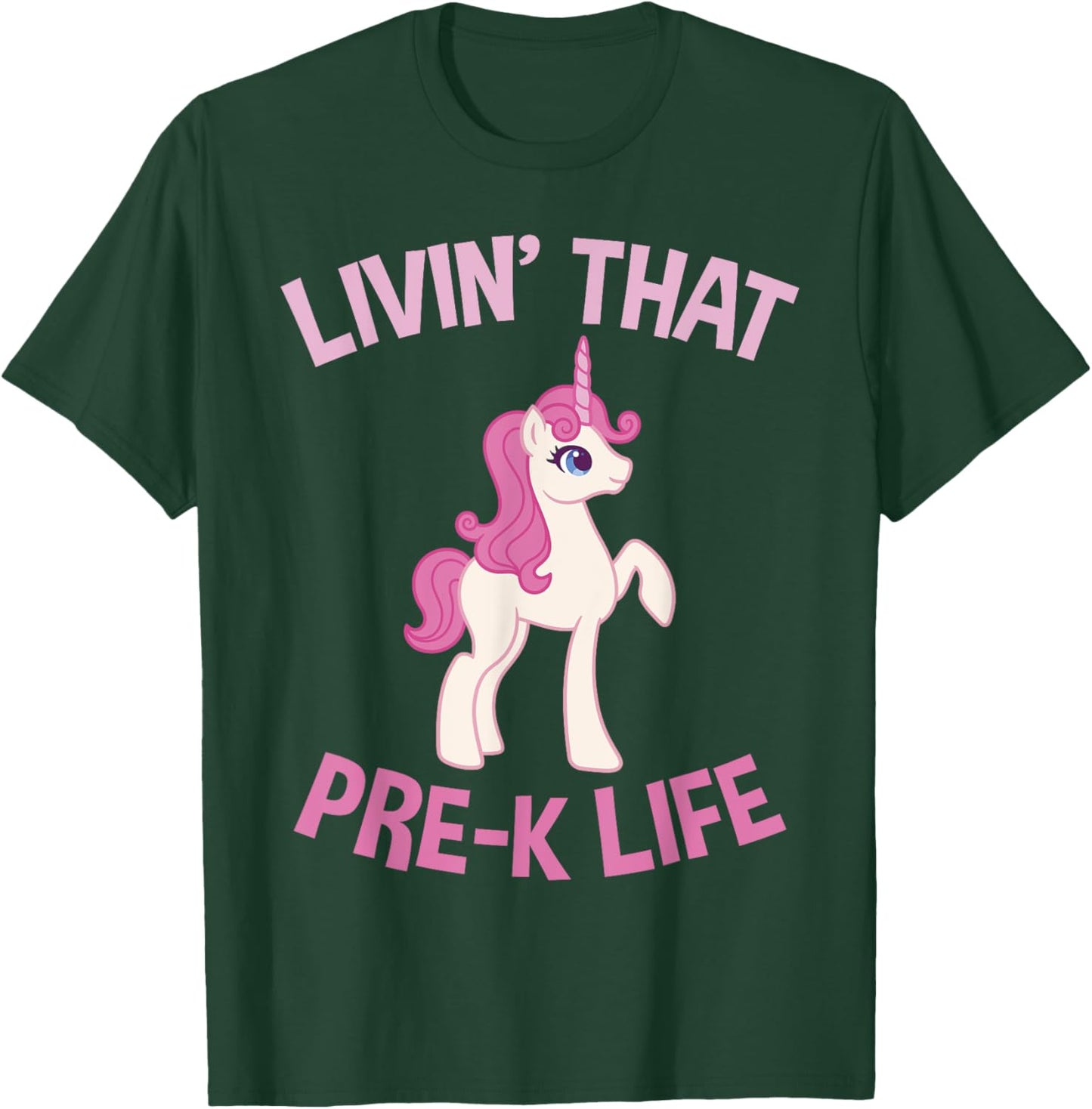 Livin that Pre K Life Unicorn Pre School T-Shirt - T-Shirt | Forest
