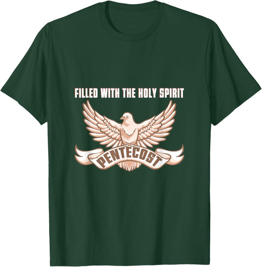 Pentecost Doves Tongues of Fire Flame Holy Spirit Catholic T-Shirt - T-Shirt | Forest