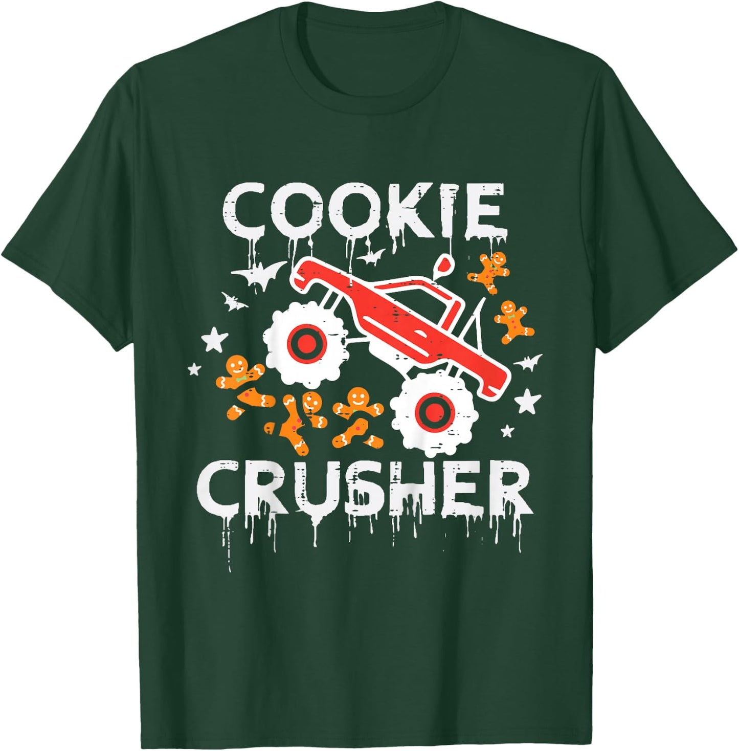 Kids Christmas Monster Truck Cookie Crusher Xmas Boys Kid Toddler T-Shirt - T-Shirt | Forest