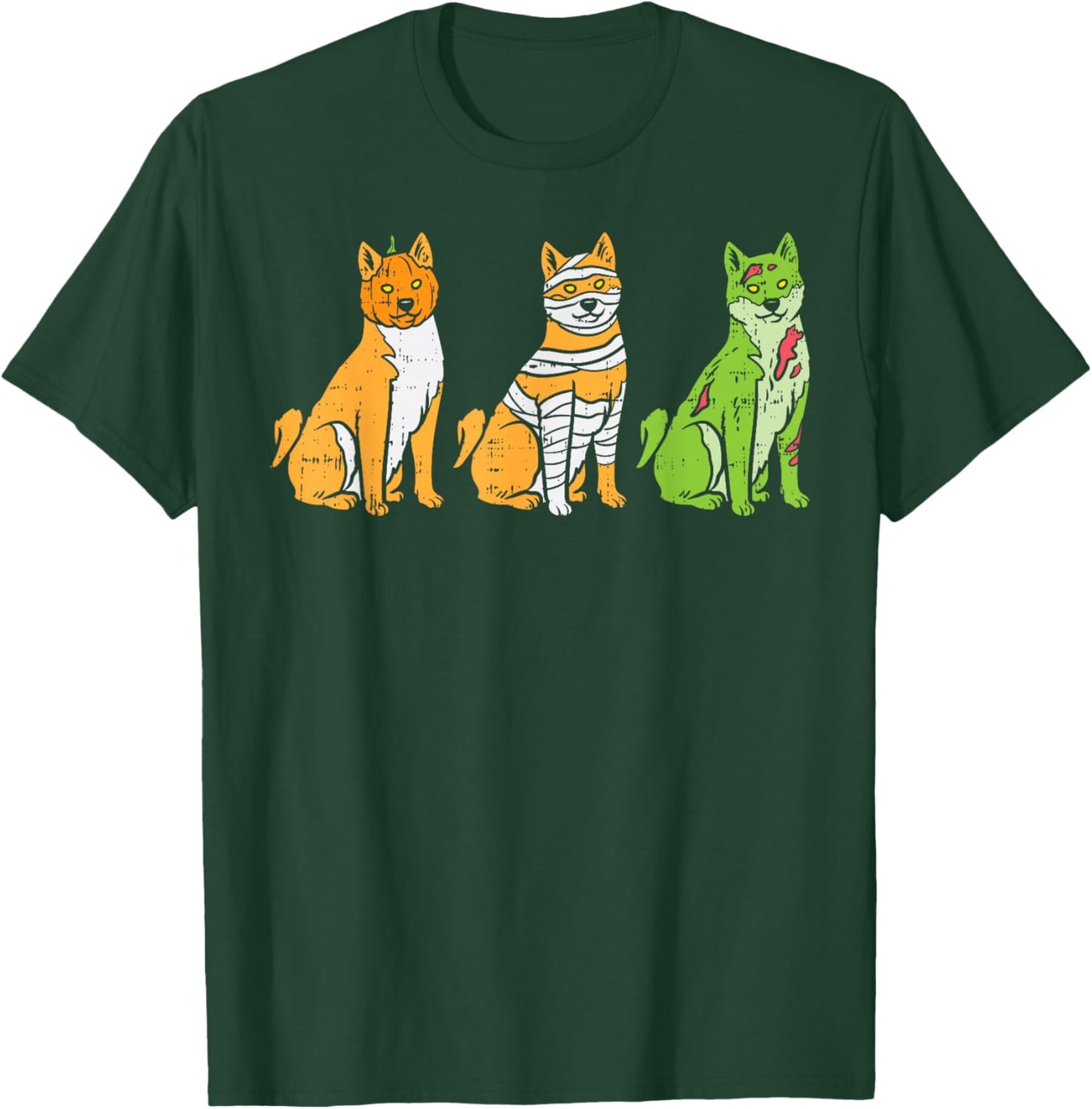 Pumpkin Mummy Zombie Shiba Inu Dog Halloween Akita Gift T-Shirt - T-Shirt | Forest