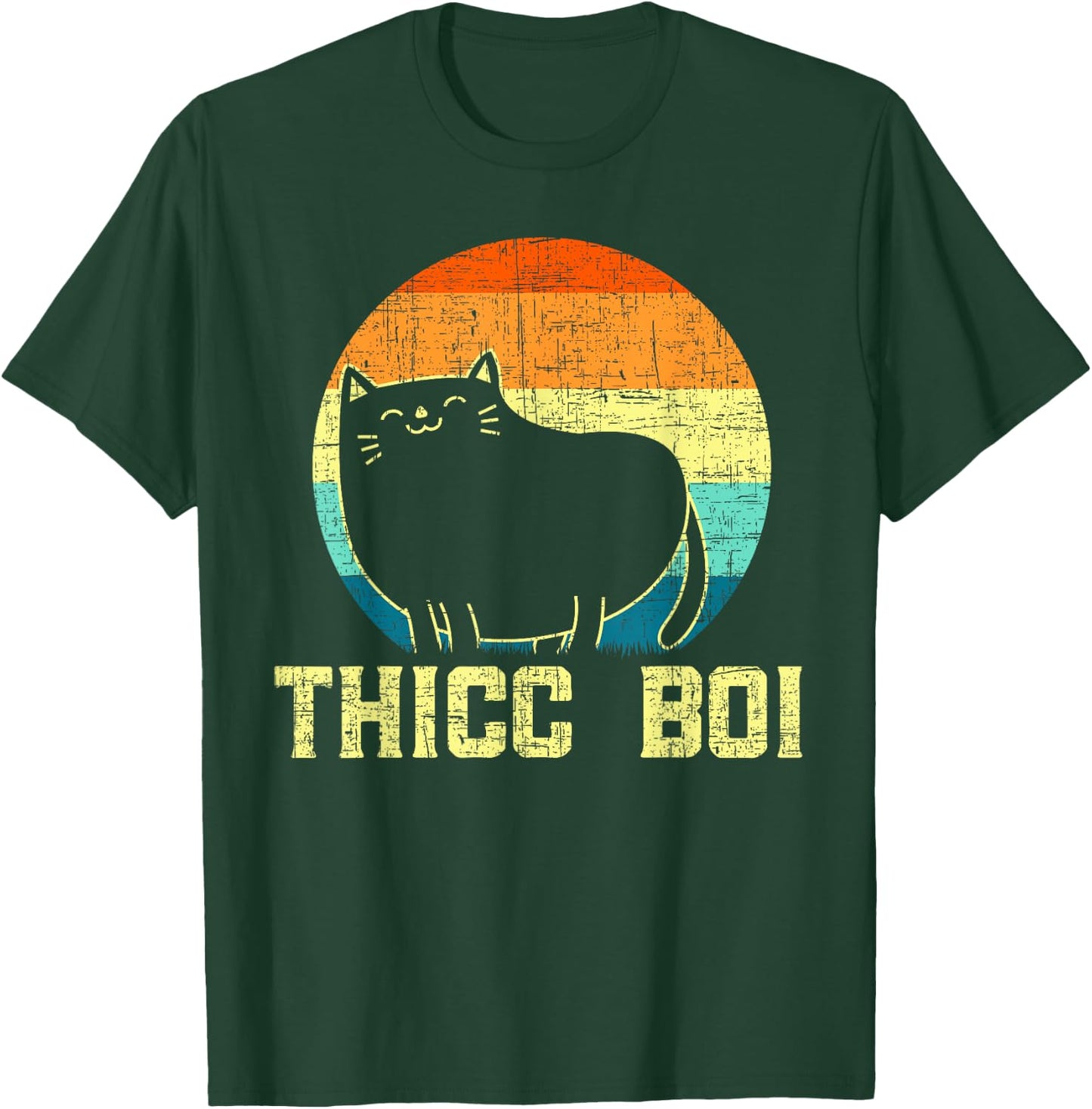 Thicc Boi Chonk Cat Meme Fat Kitty Kitten Lover Overweight Men Women T-Shirt - T-Shirt | Forest