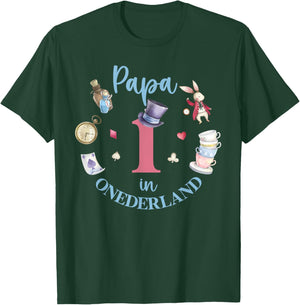 Papa In Onderland 1st Birthday Girl Family Tea Party T-Shirt - T-Shirt | Forest