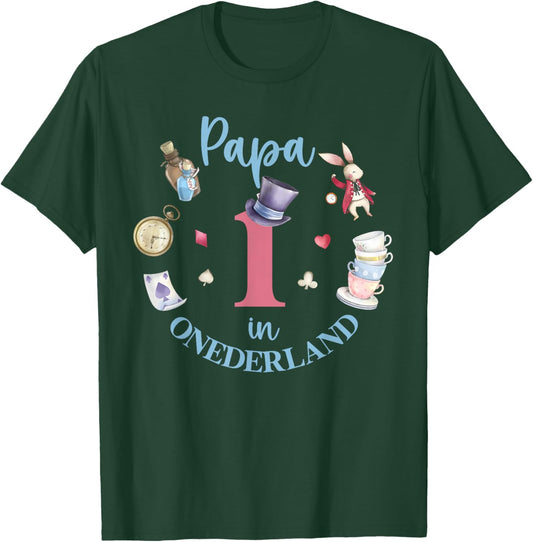 Papa In Onderland 1st Birthday Girl Family Tea Party T-Shirt - T-Shirt | Forest