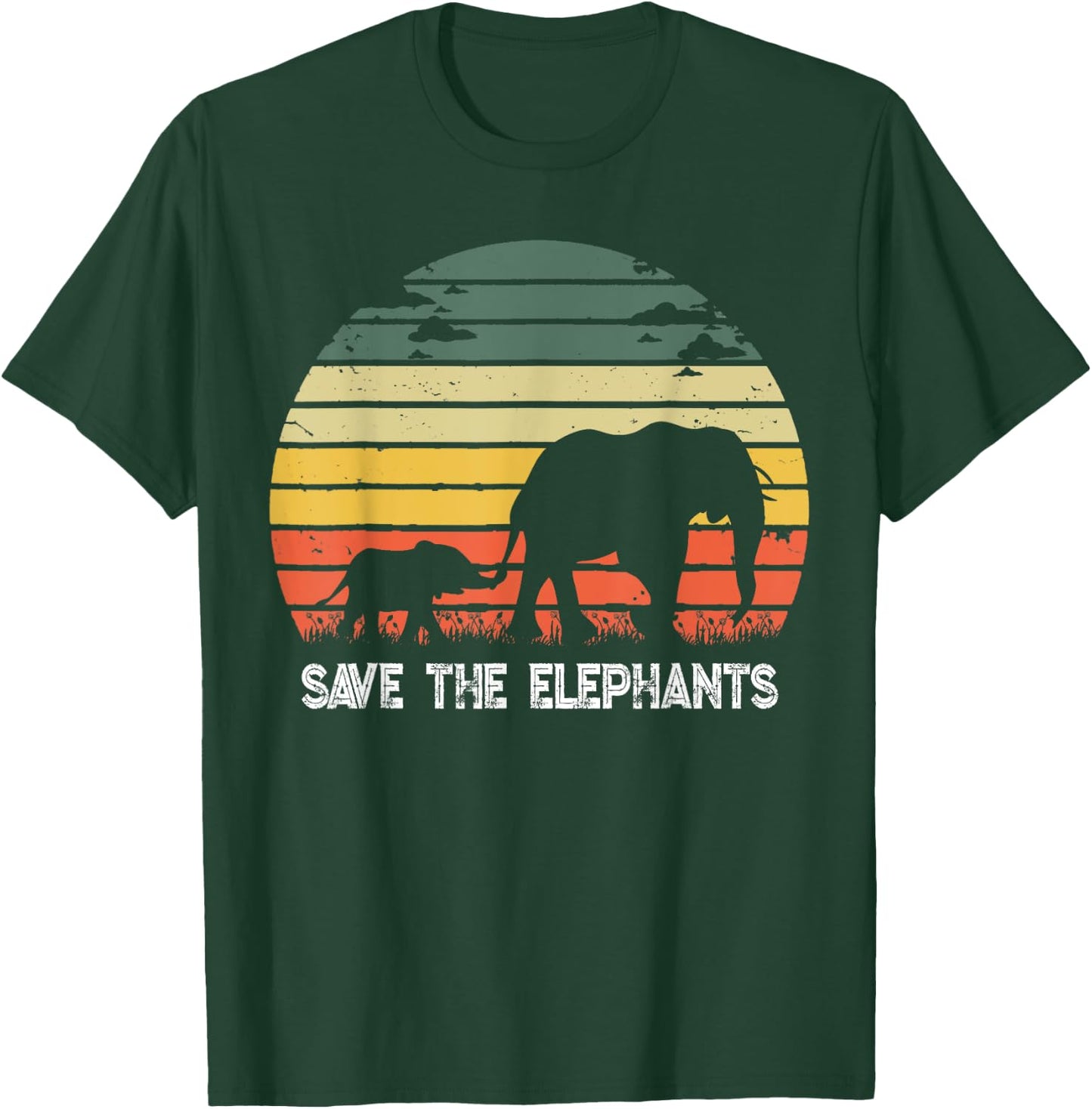 Save The Elephants Lovers Gift Vintage Retro Elephant T-Shirt - T-Shirt | Forest
