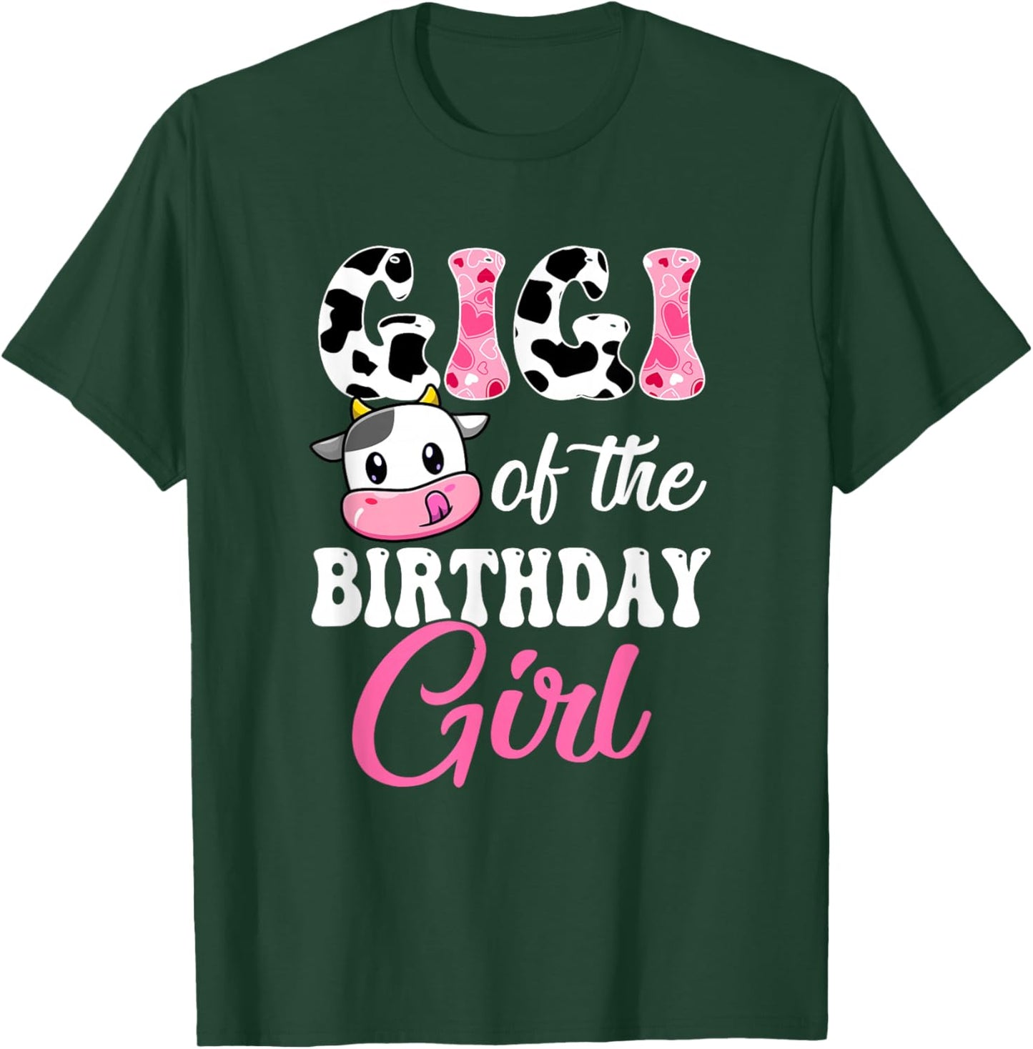 Gigi Of The Birthday Girl Farm Cow 1St Birthday Girl T-Shirt - T-Shirt | Forest