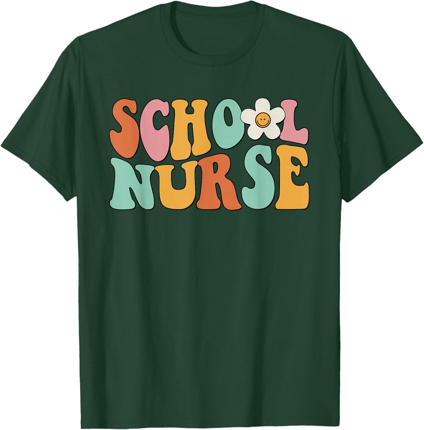 Retro Groovy School Nurse Appreciation Nursing Nurse Day T-Shirt - T-Shirt | Forest