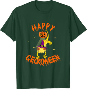 Funny Halloween Cute Crested Eyelash Gecko Pumpkin Shirt T-Shirt - T-Shirt | Forest