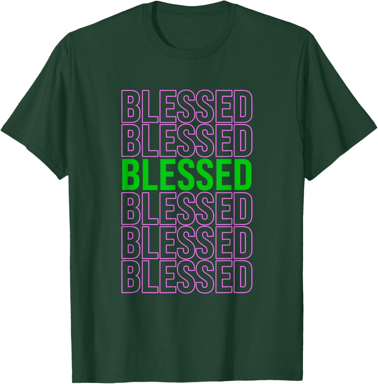Pink and Green Blessed Green & Pink Graphic T-Shirt - T-Shirt | Forest