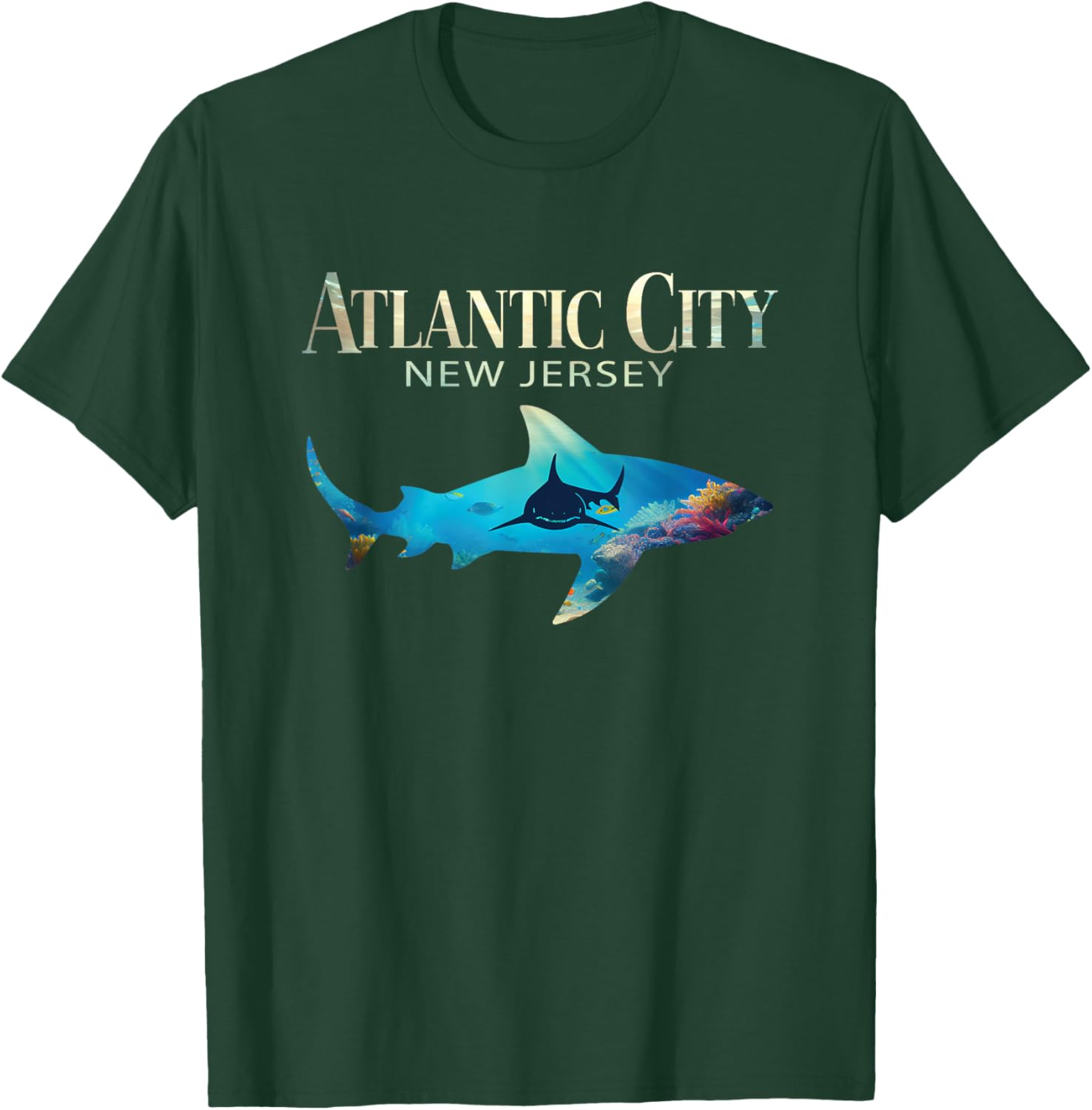 Atlantic City Retro Atlantic City NJ Shark T-Shirt - T-Shirt | Forest