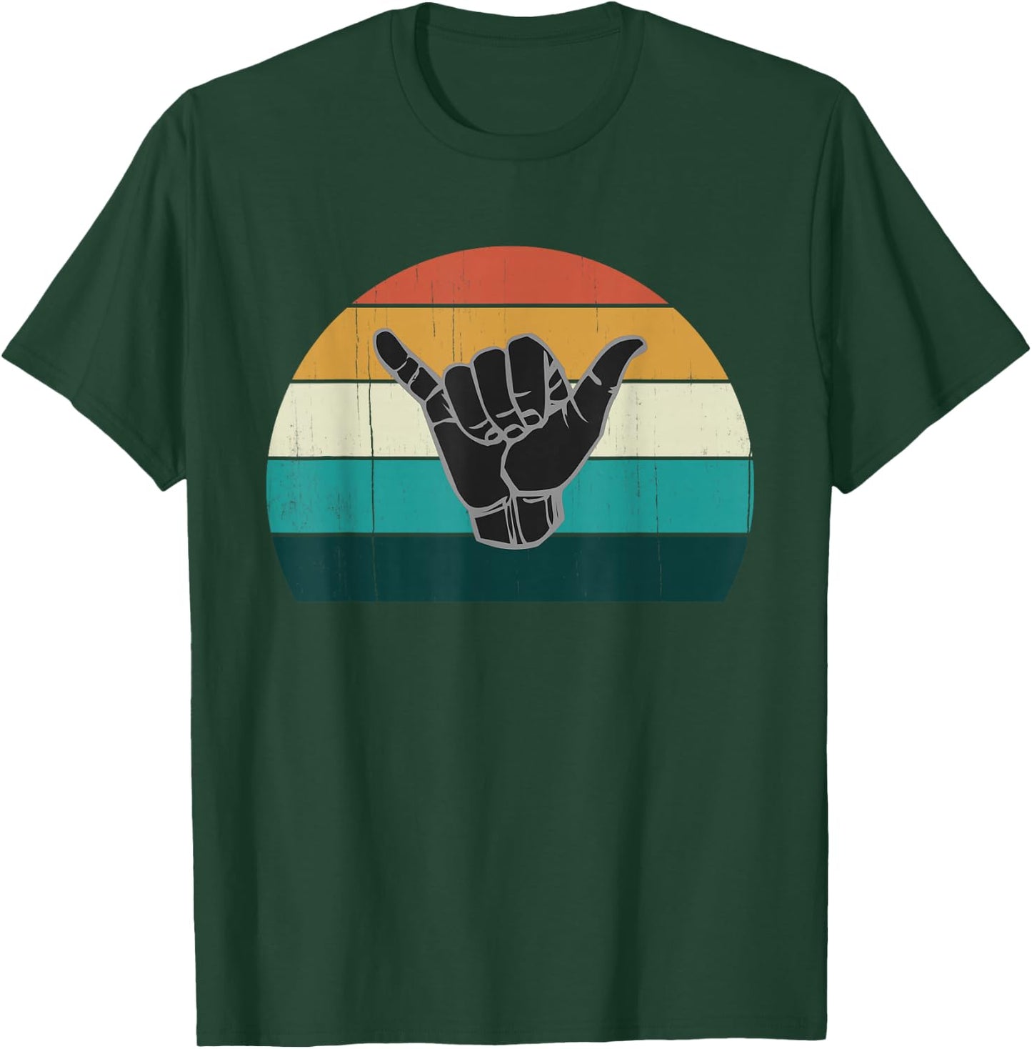 Shaka & Surf Sign - Cool Vintage Surfer/Surfing Gift T-Shirt - T-Shirt | Forest