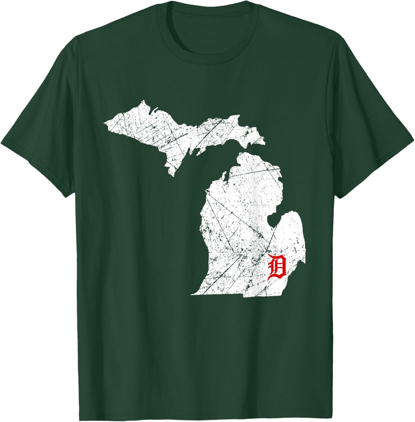 Detroit Michigan Map Lakes Letter D Nature Travel Motor City T-Shirt - T-Shirt | Forest