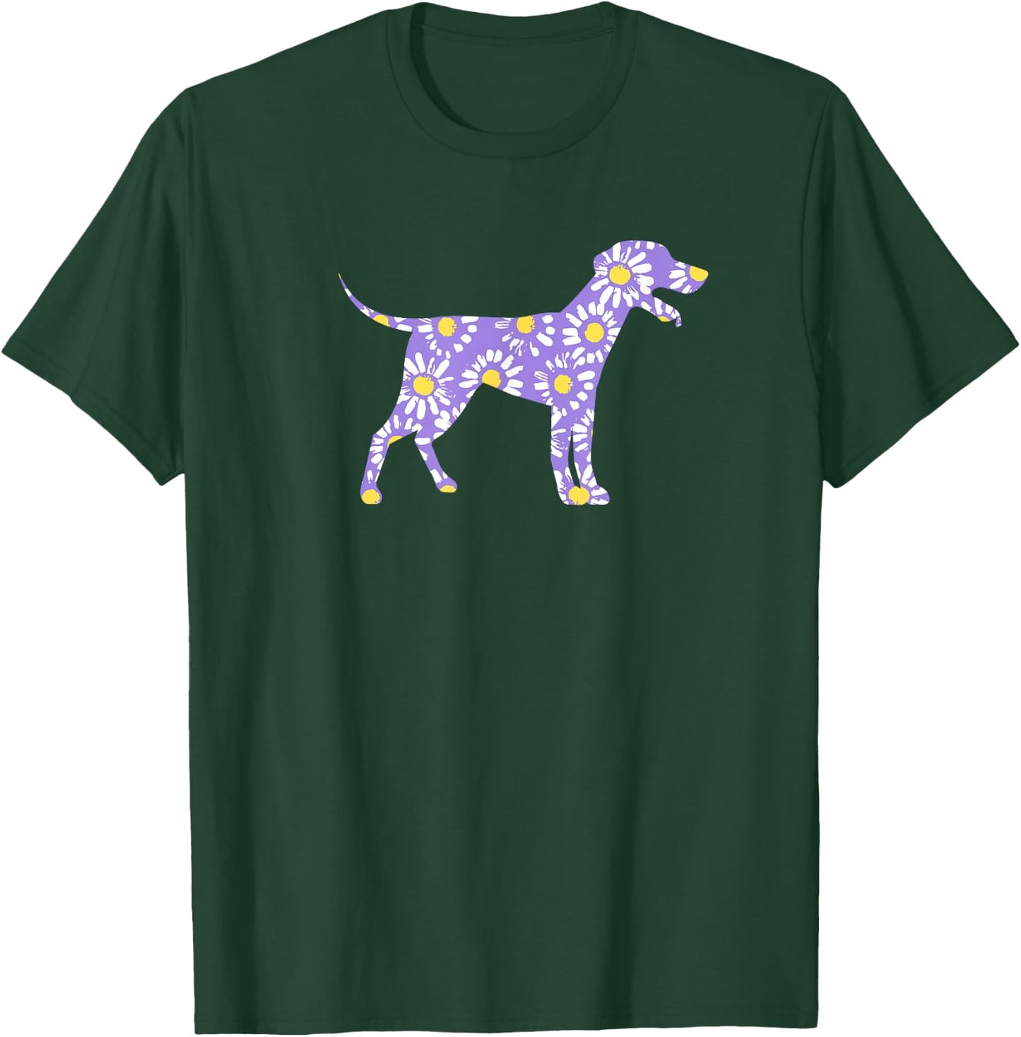 Cute Daisy Floral Print Happy Dog Lover Lavender Tops Women T-Shirt - T-Shirt | Forest