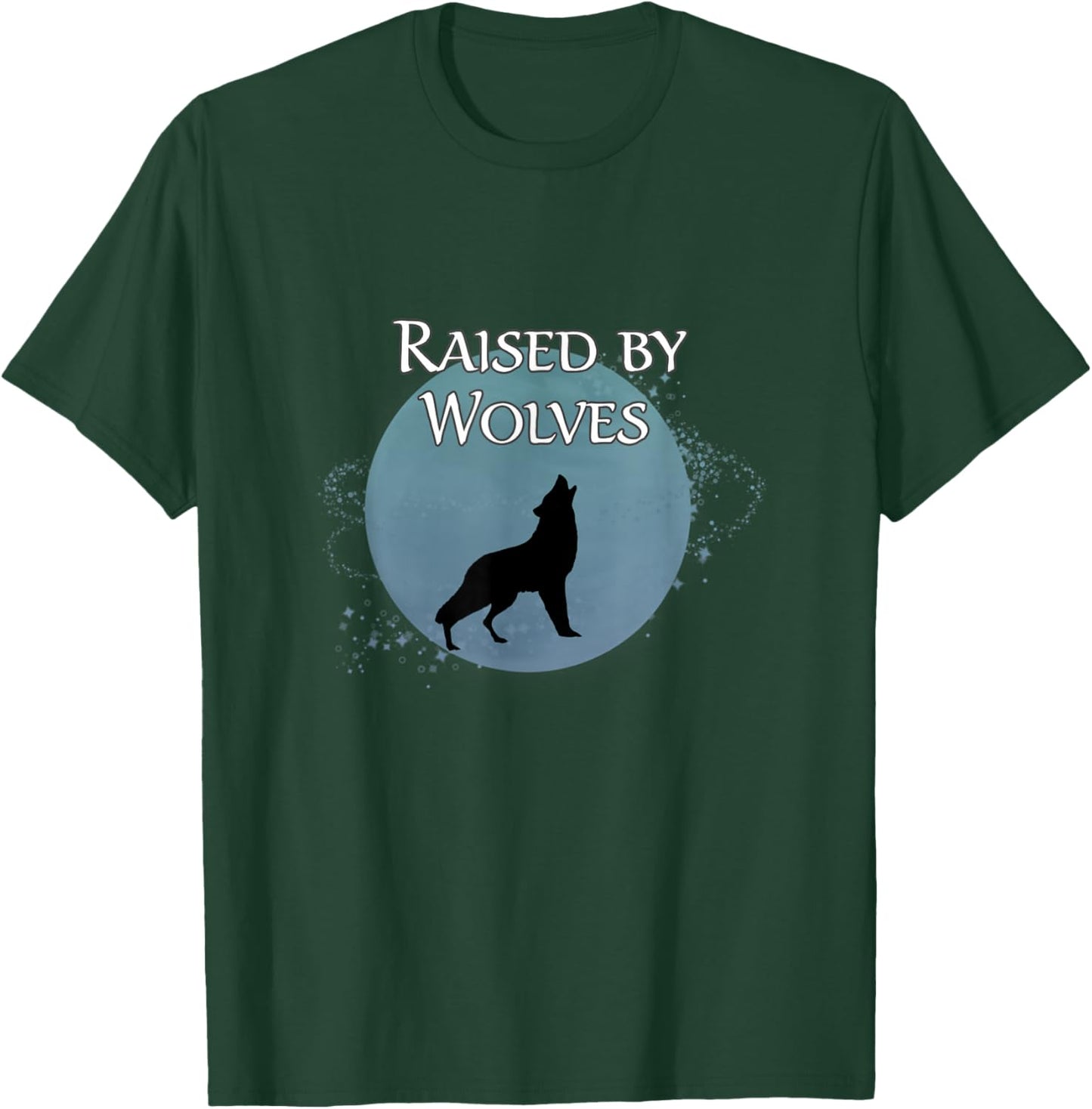 Raised by Wolves Moon Stars Wolf Howl T-Shirt - T-Shirt | Forest