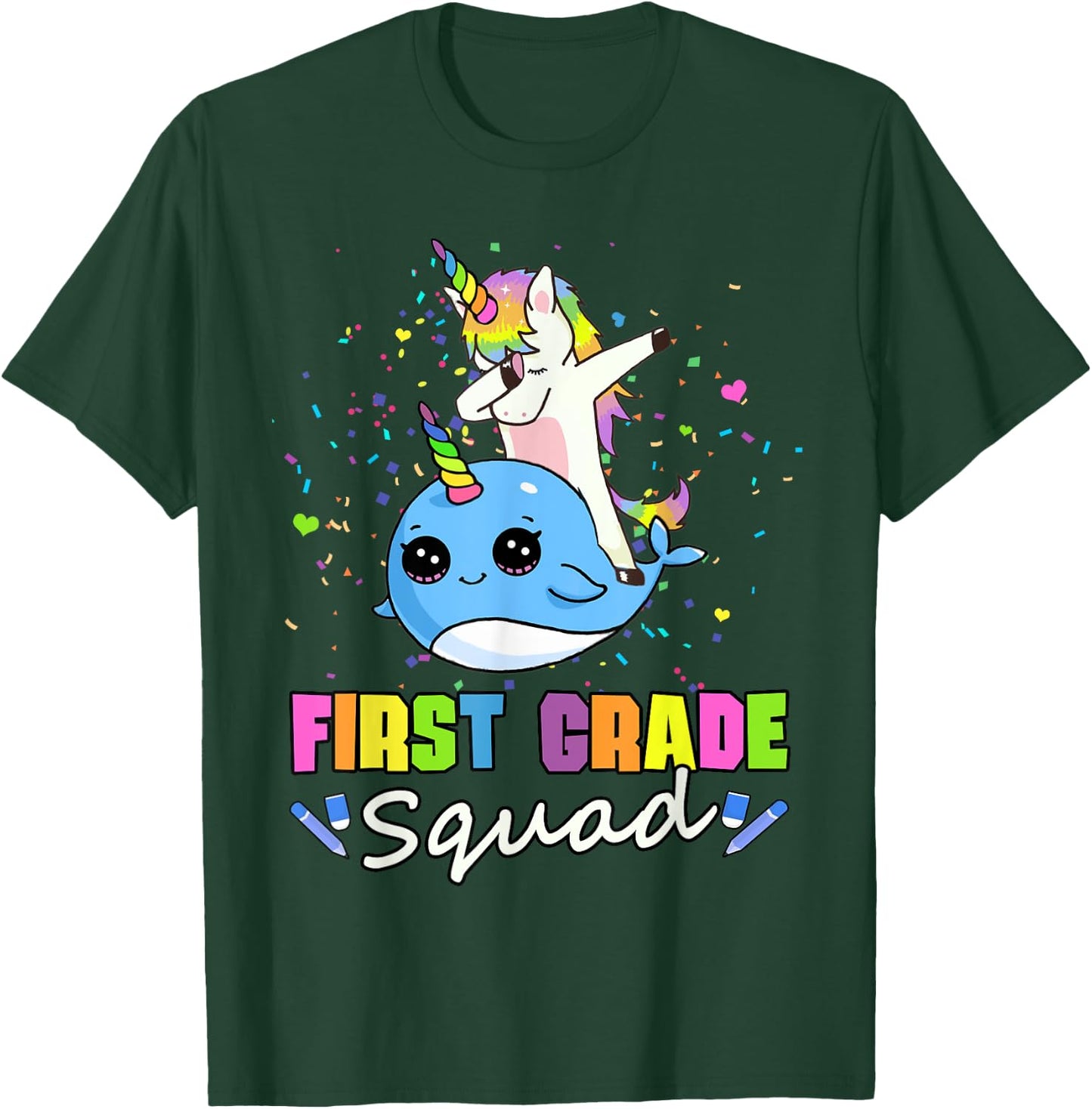 Team 1st Grade Unicorn Narwhal First Grade Squad T-Shirt - T-Shirt | Forest