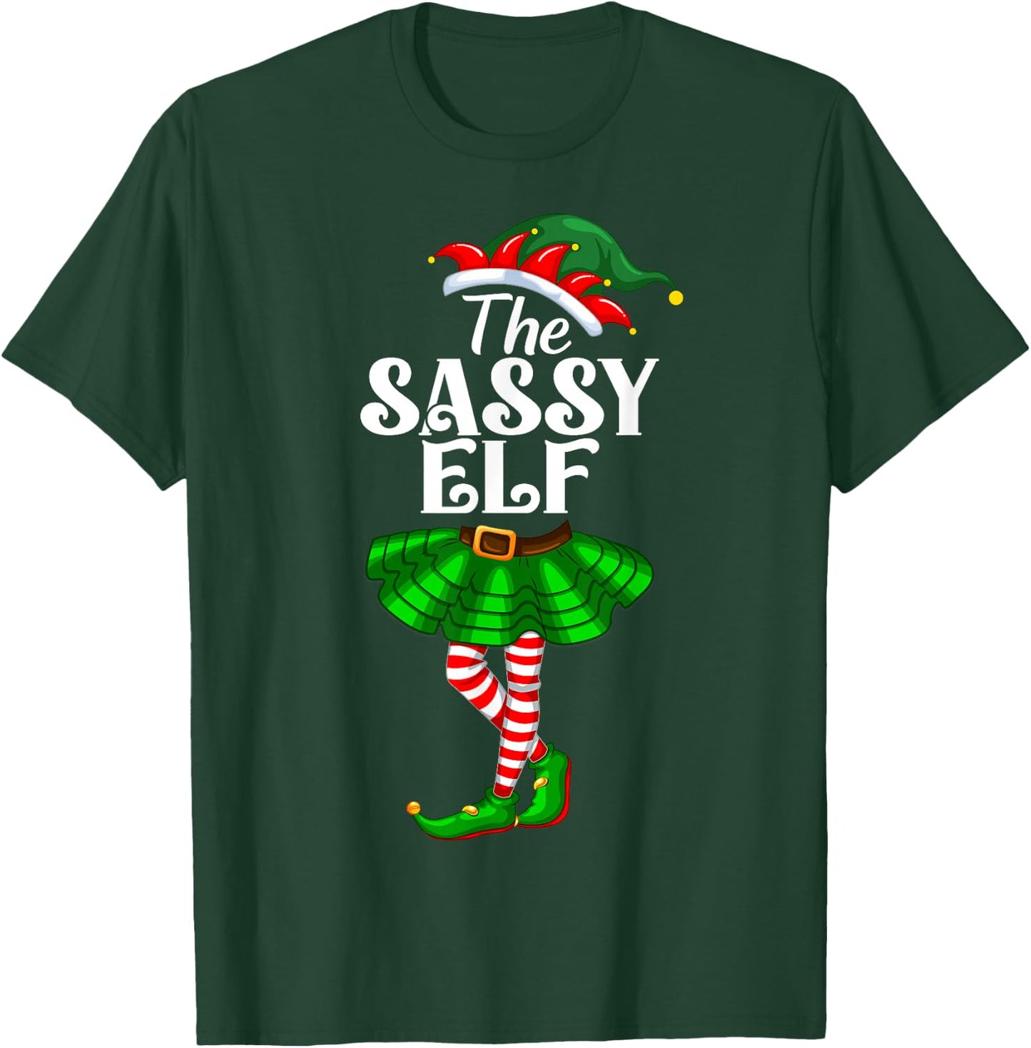 The Sassy Elf Xmas Funny Christmas Matching Family Pajama T-Shirt - T-Shirt | Forest