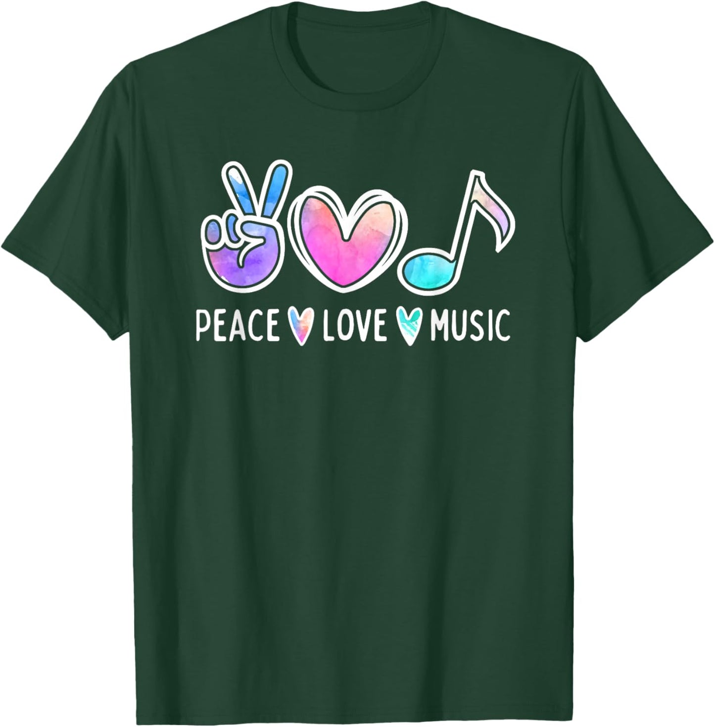 Peace Love Music Lover Musician Cute Tie Dye T-Shirt - T-Shirt | Forest