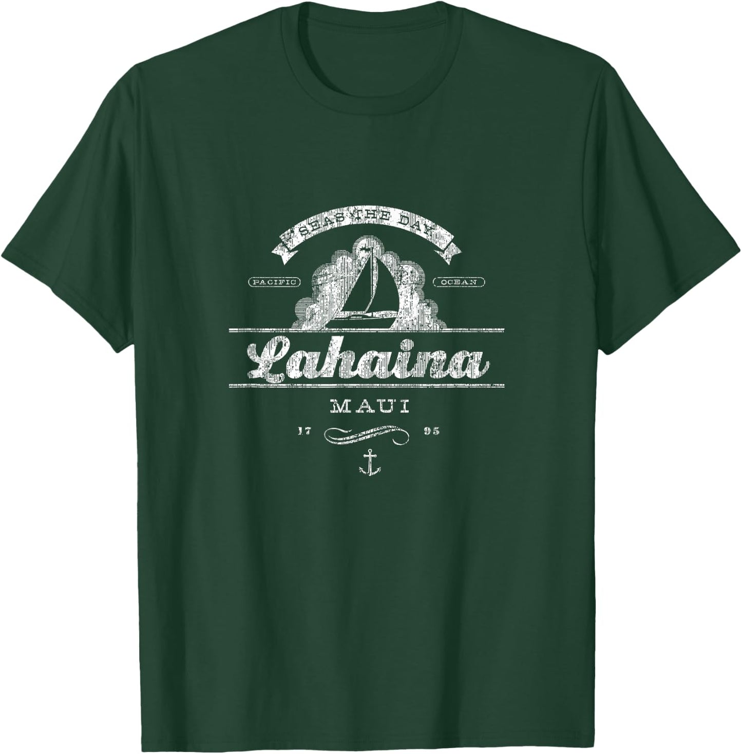 Lahaina Maui HI Sailboat Vintage Nautical T-Shirt - T-Shirt | Forest