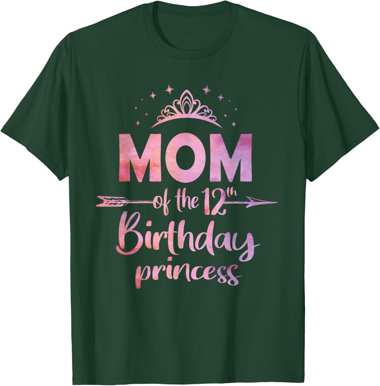 Mom Of The 12th Birthday Princess Girl 12 Years Old B-day T-Shirt - T-Shirt | Forest