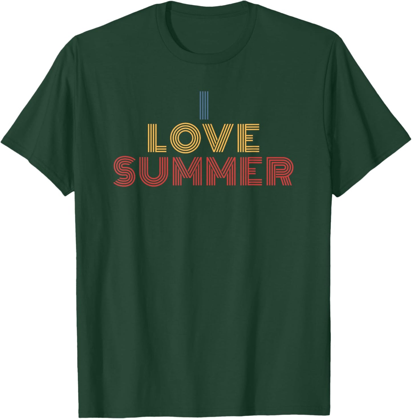 I Love Summer Retro Rainbow Warm Weather Vibes Design T-Shirt - T-Shirt | Forest