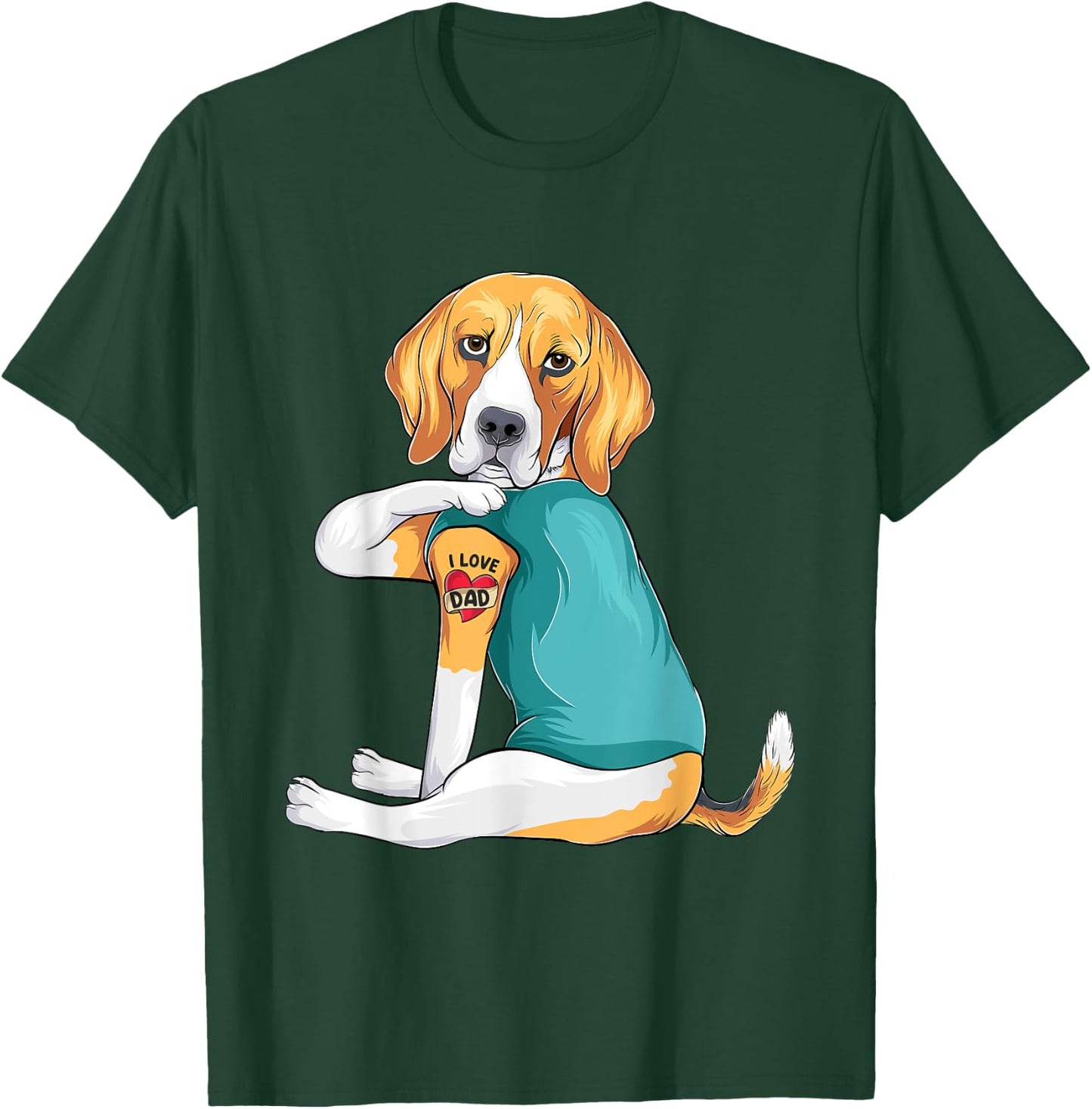Father's Day gift funny dog Dad Beagle i love Dad tattoo T-Shirt - T-Shirt | Forest
